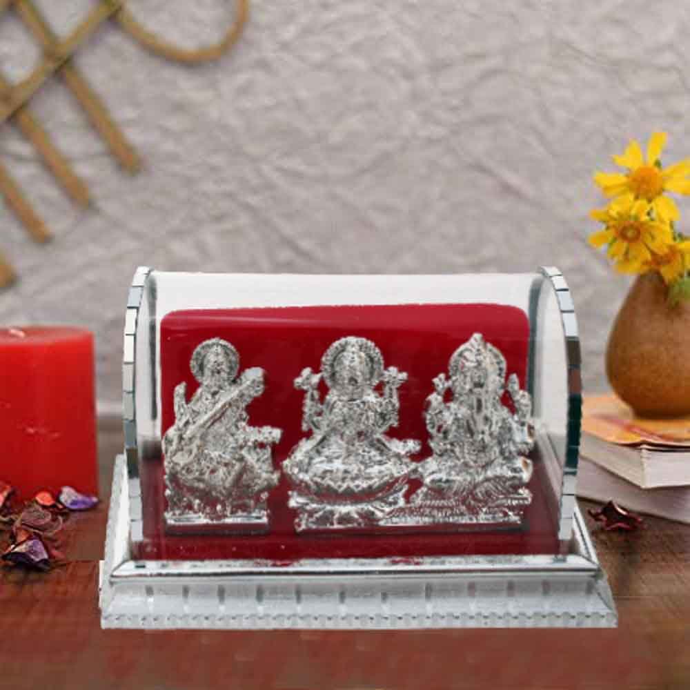 Laxmi Ganesh Saraswati Cabinet Showpiece for living room decoration 8 cm G11GX0630S000XZAS