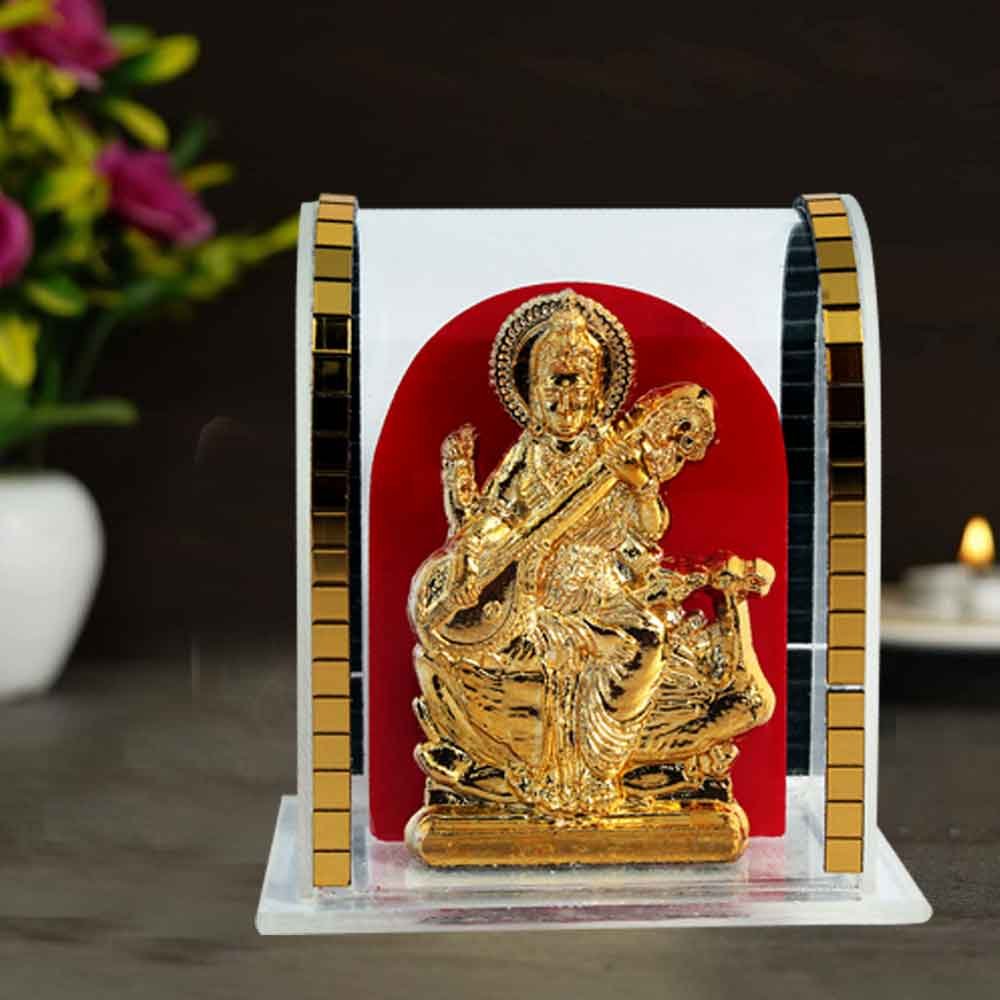 Maa Saraswati Cabinet Statue showpiece for gift and mandir decoration 6 cm G11GX0638G000XZTP