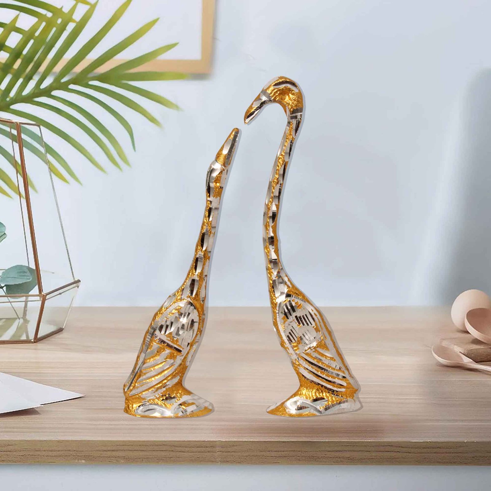Set of Swan Statue Aluminium Diamond cut 16 cm G13GX0067G000XZAA