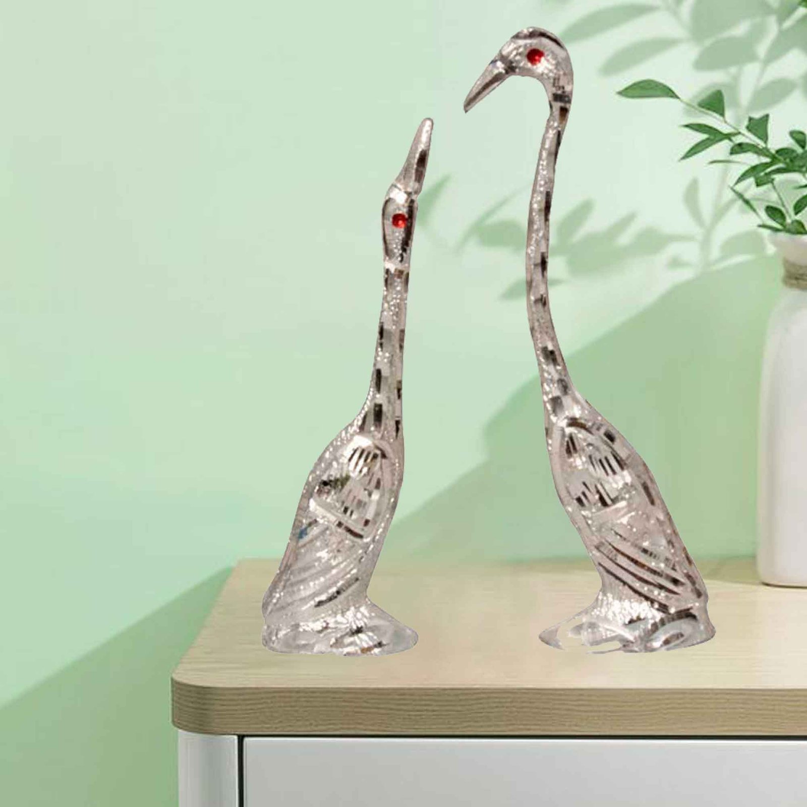 Swan Pair White Metal Statue 16 cm G13GX0067S000XZAA