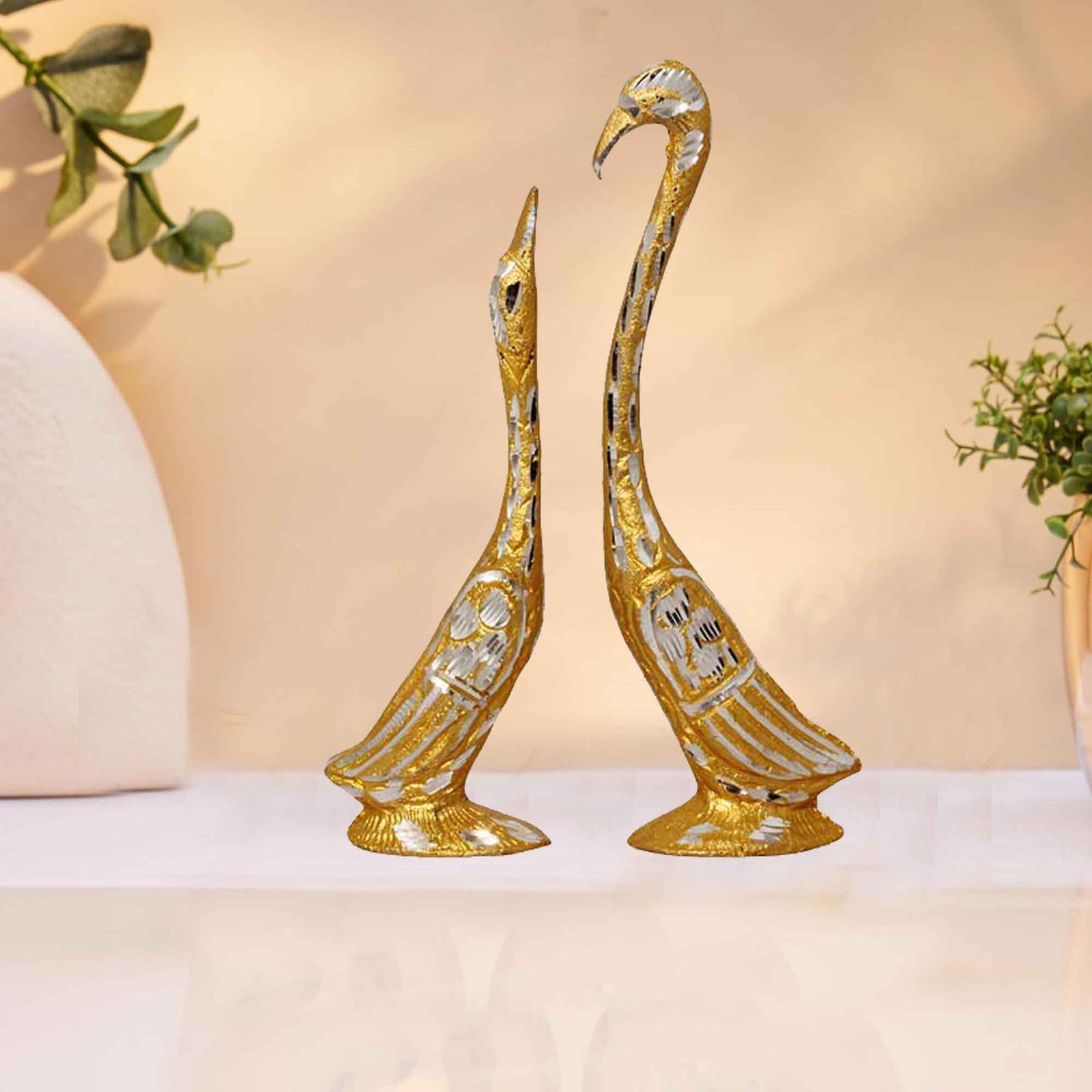 Love Couple Swan White metal Diamond cut 16 cm G13GX0068G000XZPA