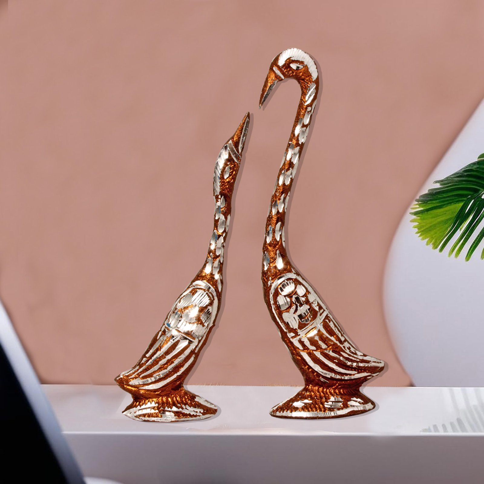 Swan Pair White Metal Gift Article 19 cm G13GX0069C000XZIH