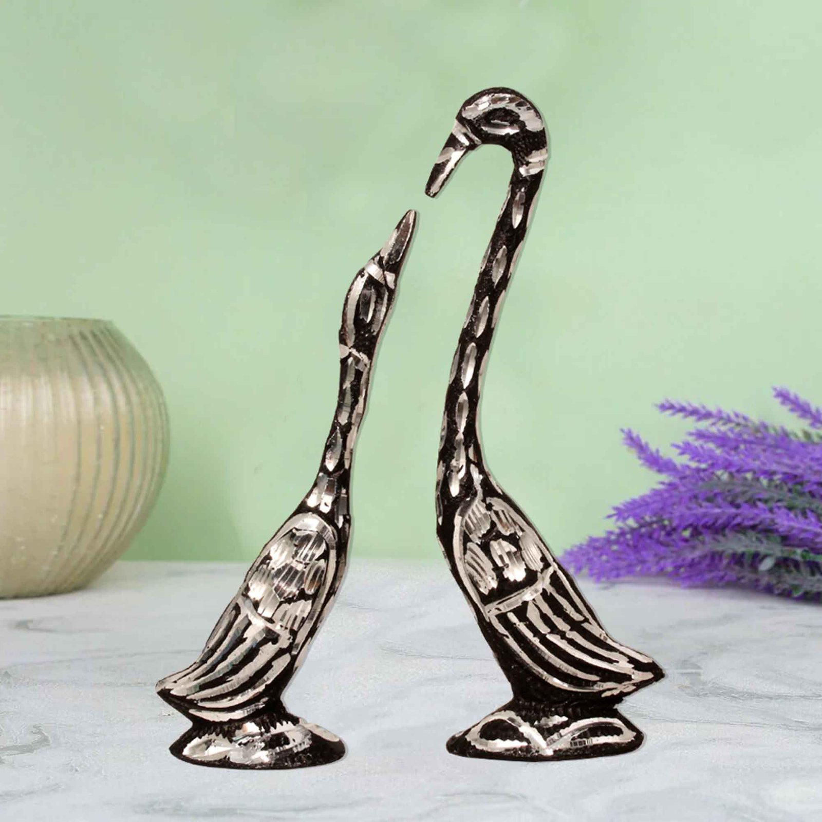 Swan Decorative Statue White Metal Finish Decorative Statue 19 cm G13GX0069K000XZIH