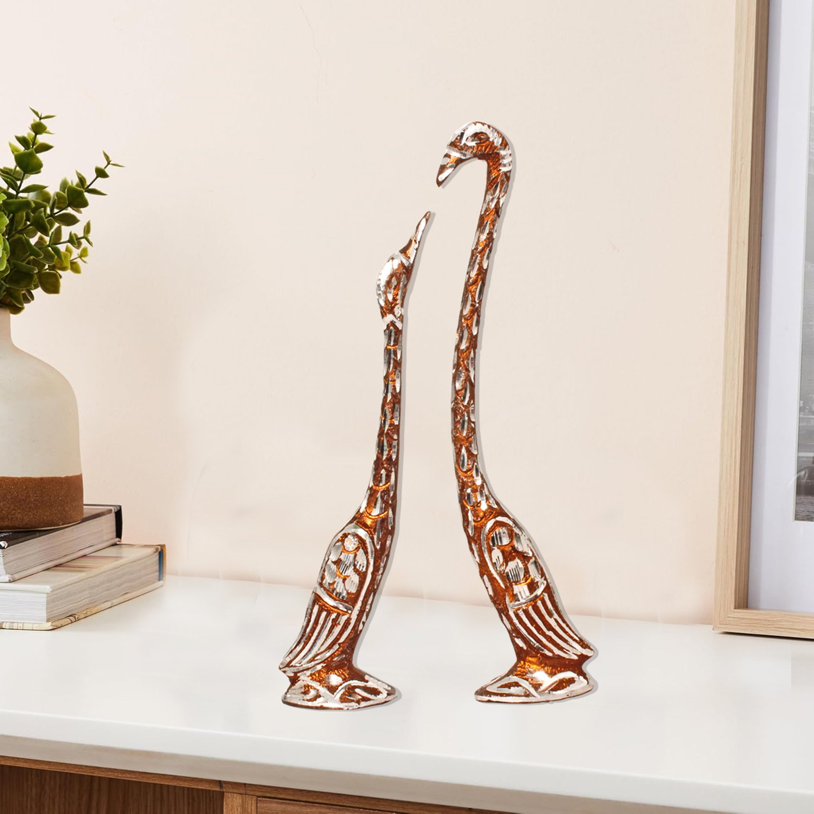 Kissing Swan Pair White Metal Gift Item 27 cm G13GX0070C000XTHA