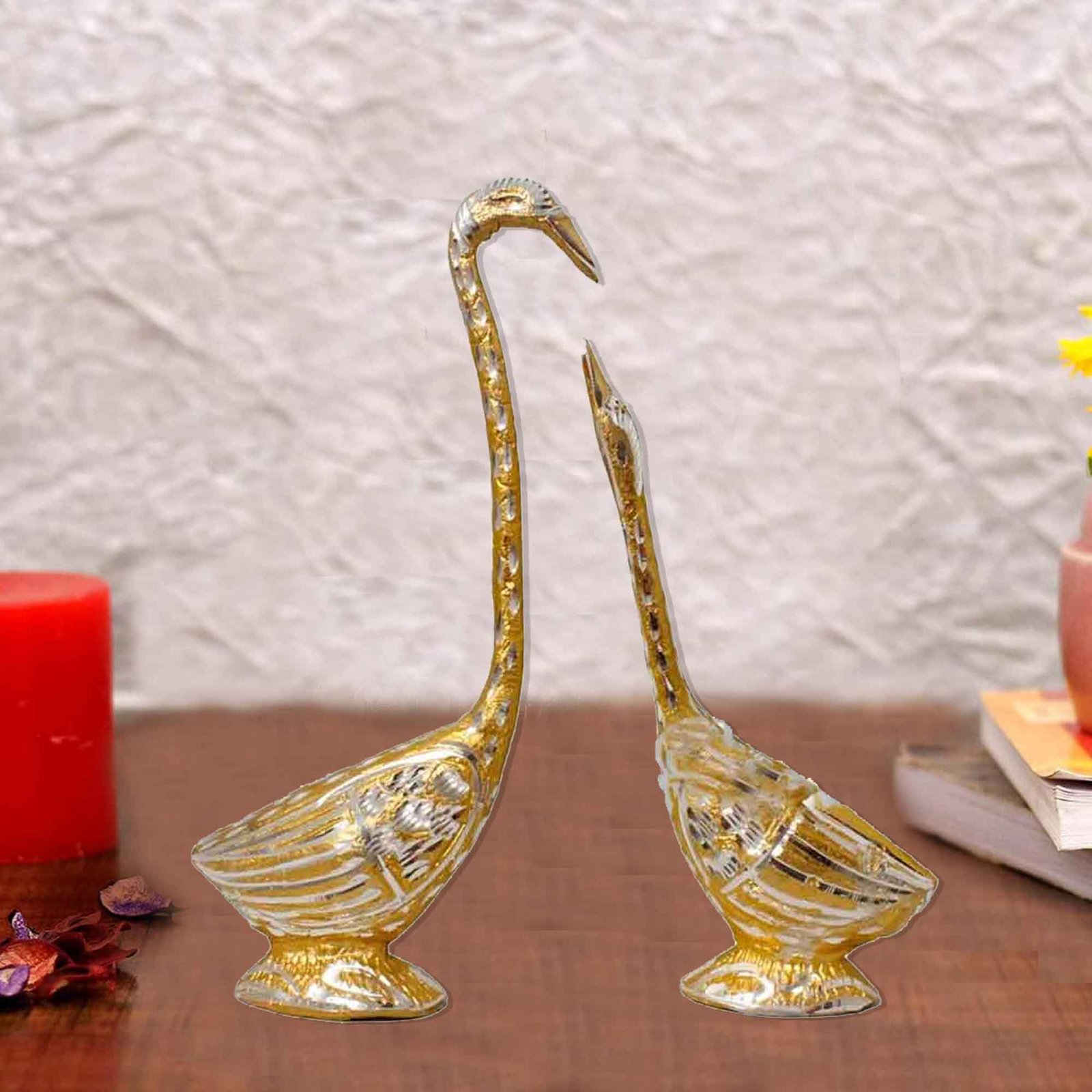 Saras Pair Statue White Metal Diamond cut 28 cm G13GX0073G000XTIS