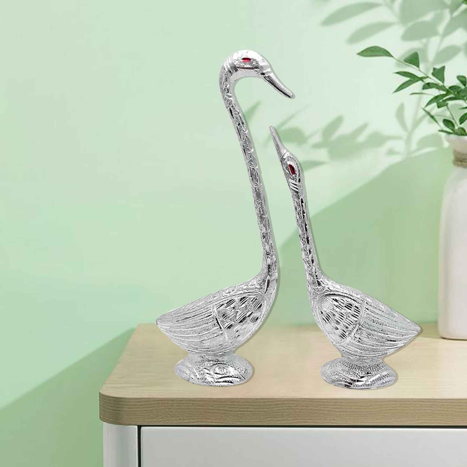Saras Pair White Metal Animal Figurine 28 cm G13GX0073S000XTIS
