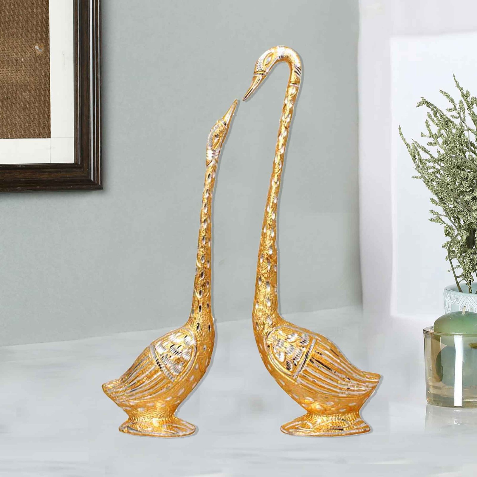 Swan Pair Aluminium Golden Finish 44 cm G13GX0076G000XRRA