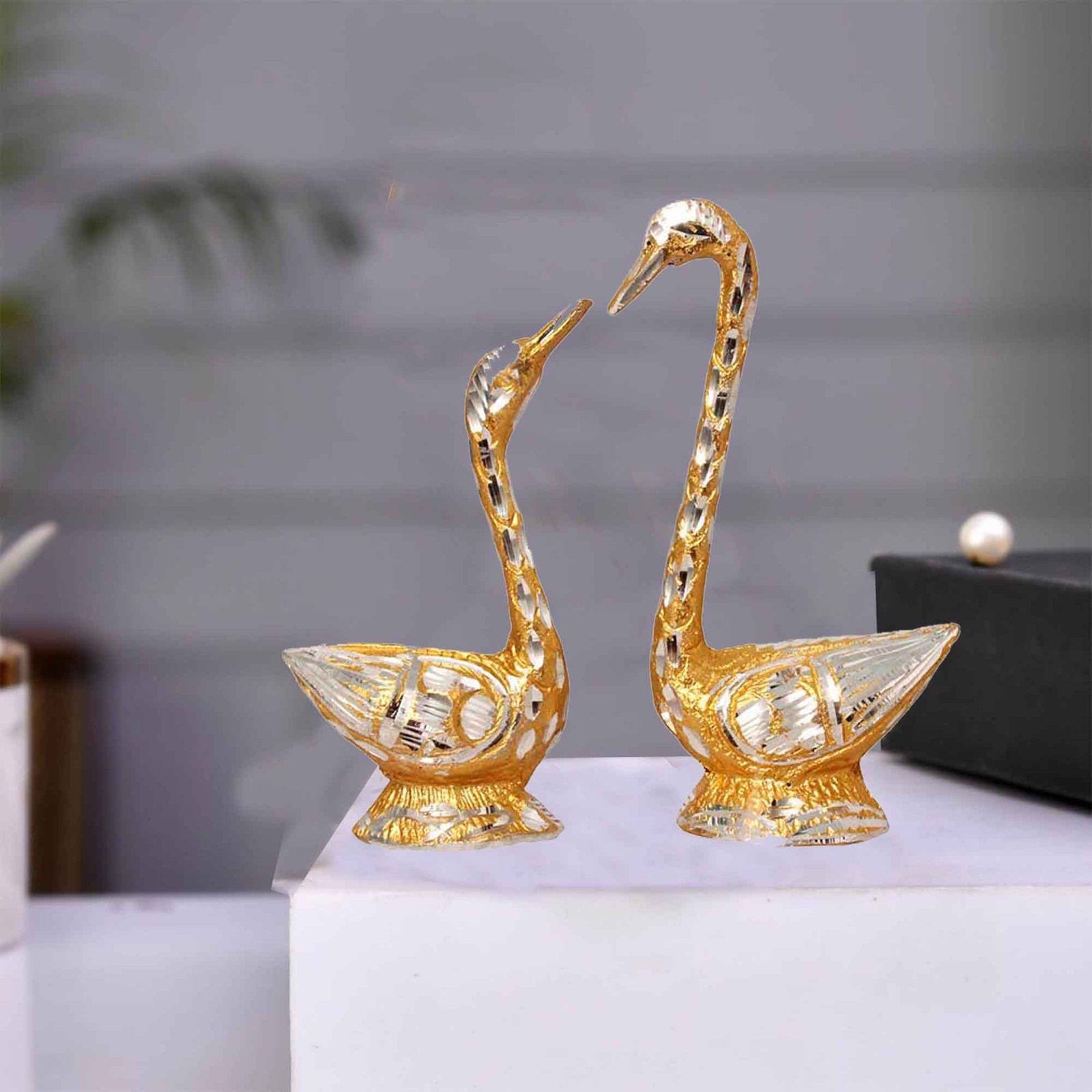 Handicraft Duck White Metal Gift Items 14 cm G13GX0078G000XZOA
