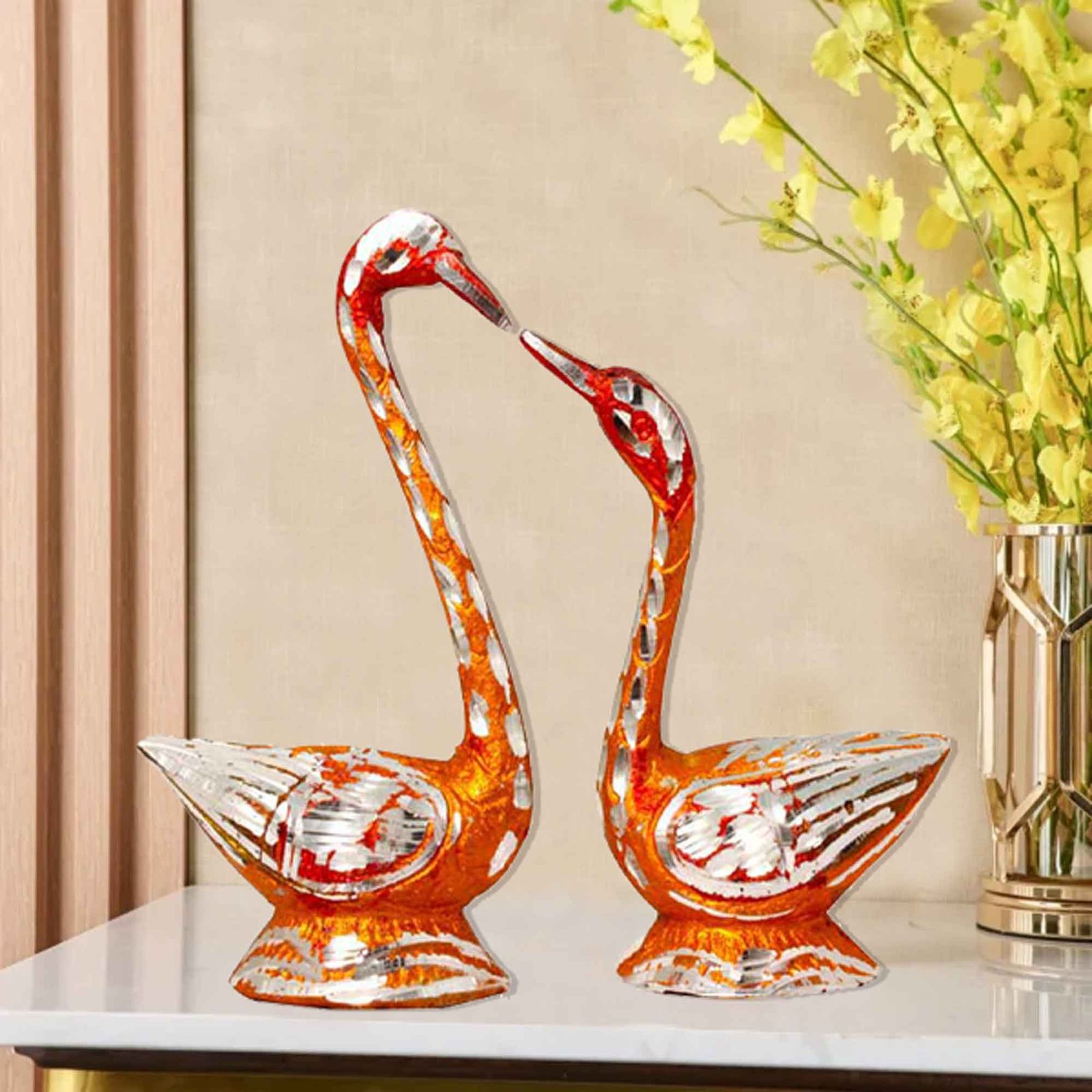 Duck Pair Showpiece White Metal Handicraft Showpiece 14 cm G13GX0078O000XZOA