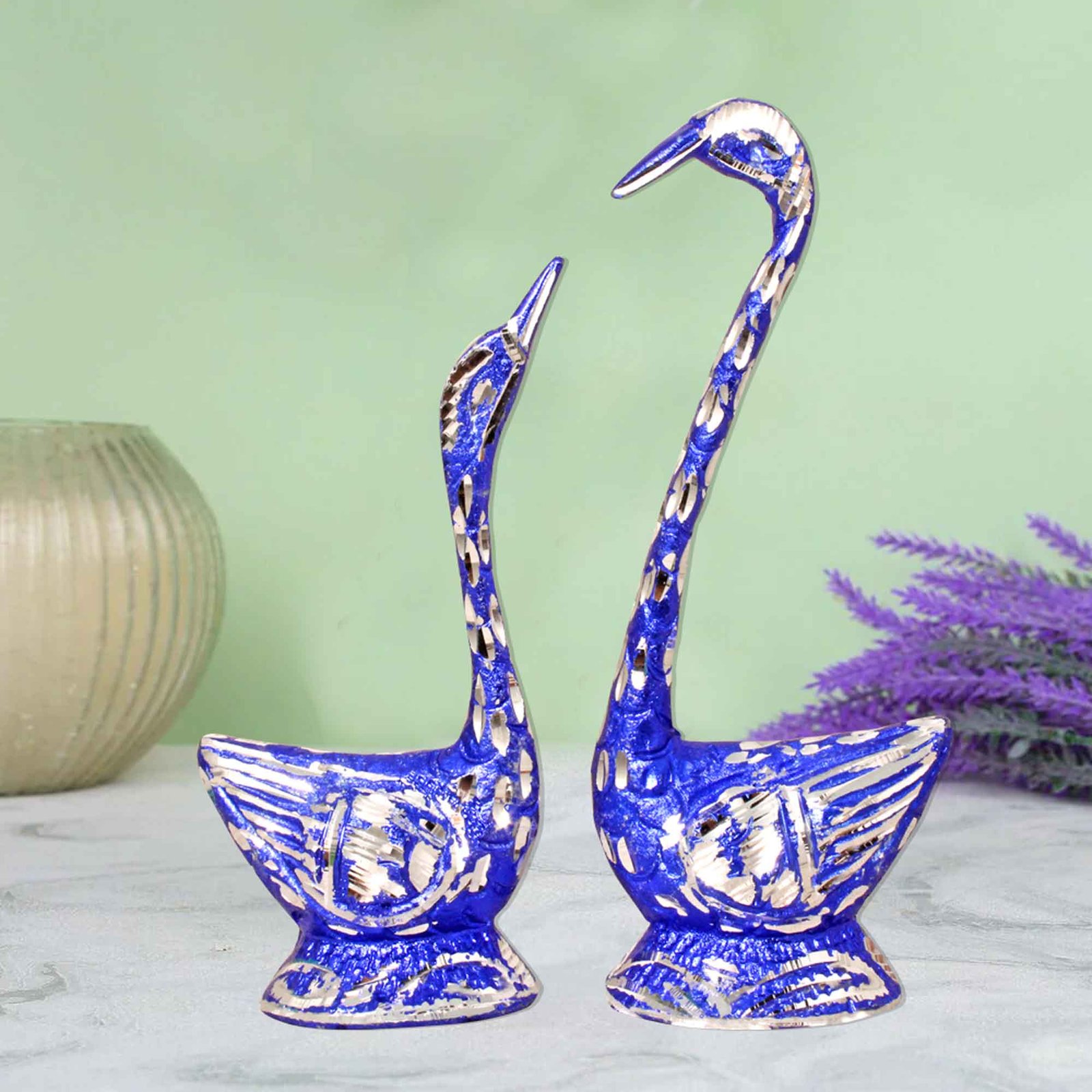 Duck Saras Statue White Metal Decorative Showpiece 18 cm G13GX0079N000XTAS