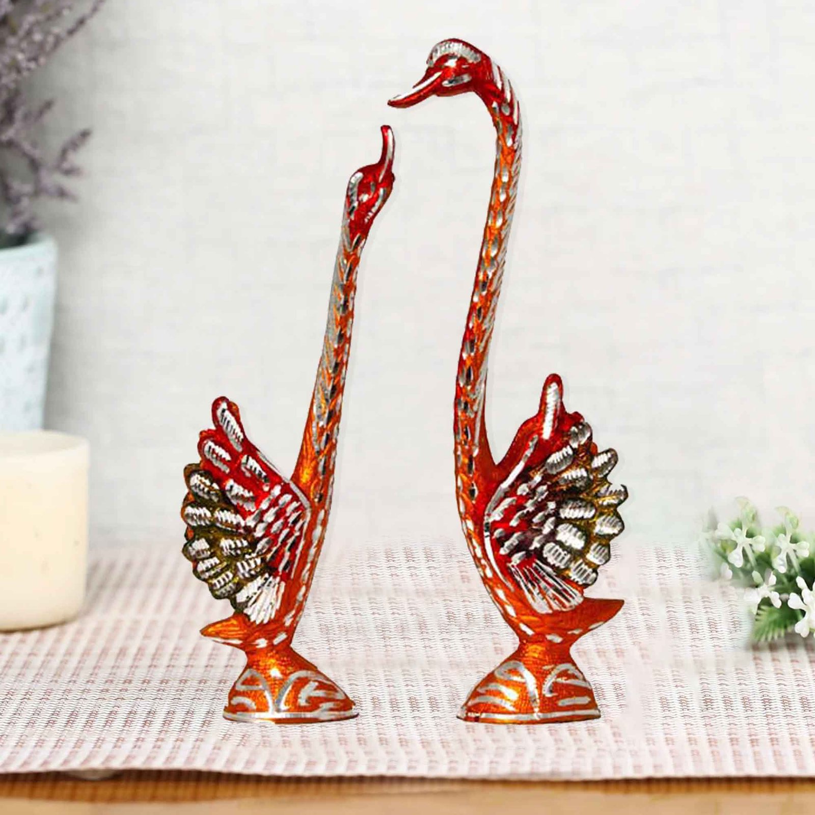 Swan Pair Gift Items White Metal Multicolor Gift Items 24 cm G13GX0082O000XTEA