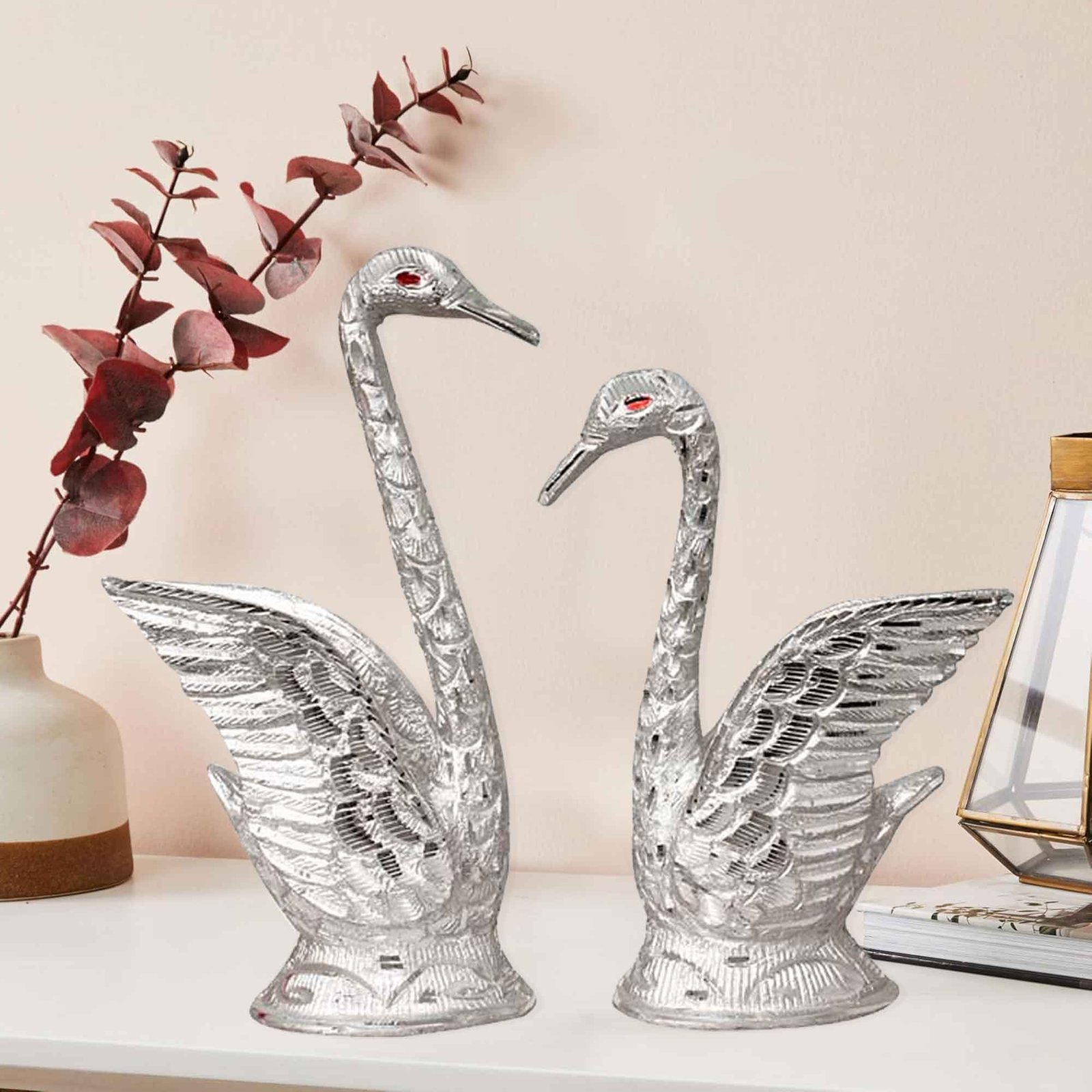 Swan Pair White Metal Couple Gifts 23 cm G13GX0085S000XEHA