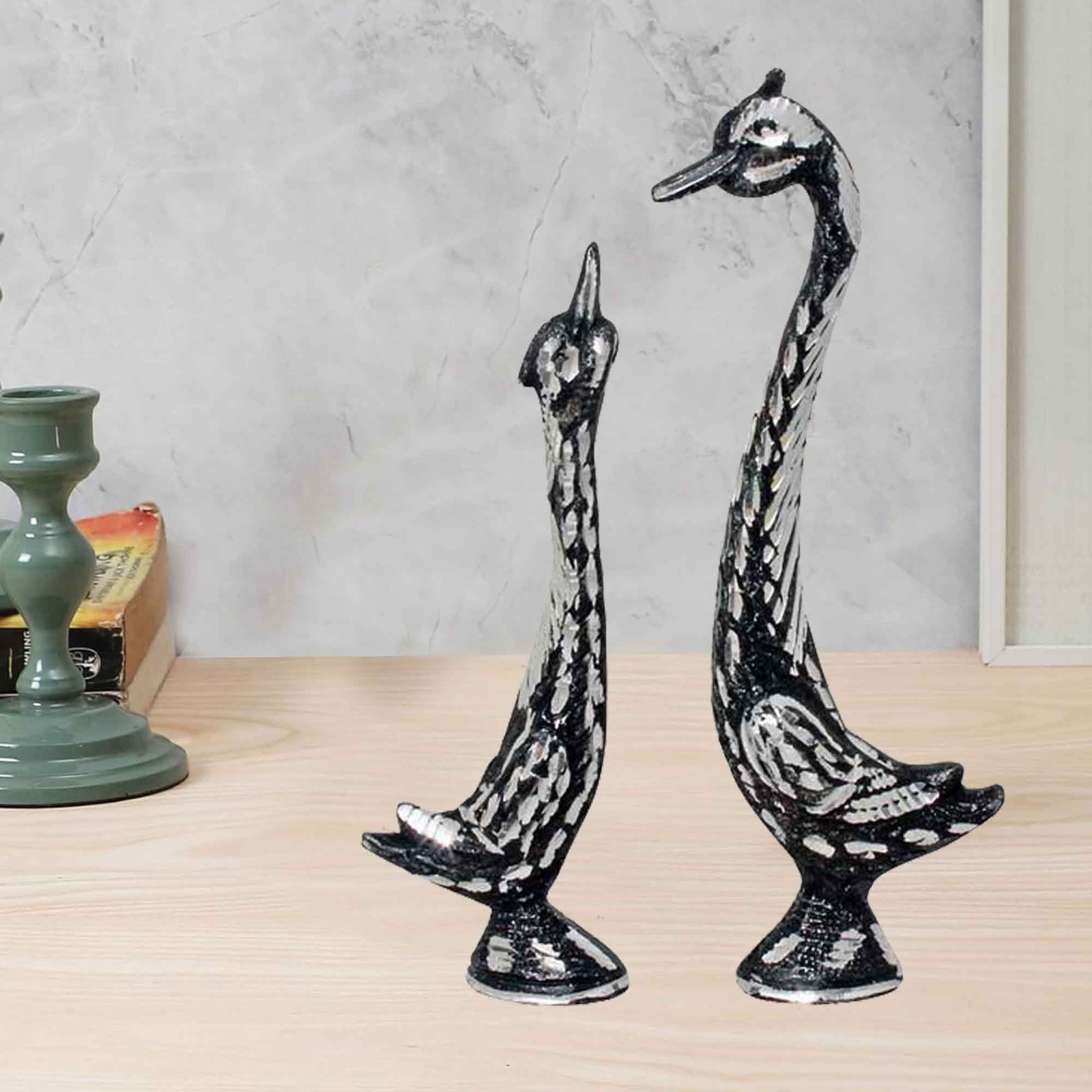 Bird Set White Metal Feng Shui Showcase Decoration 18 cm G13GX0086K000XZOA