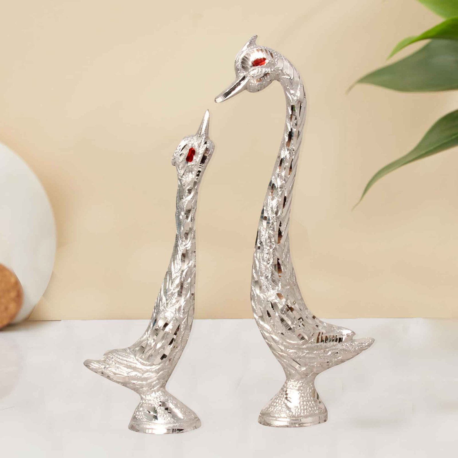 Duck Pair Silver Figurine Item 18 cm G13GX0086S000XZOA