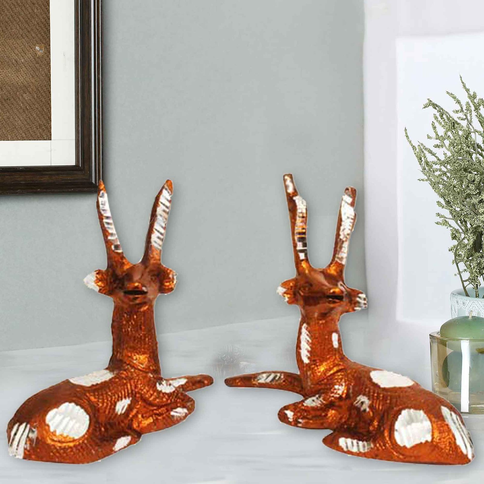 Animal Figurine Deer White Metal Sculpture Animal Figurine 10 cm G13GX0094C