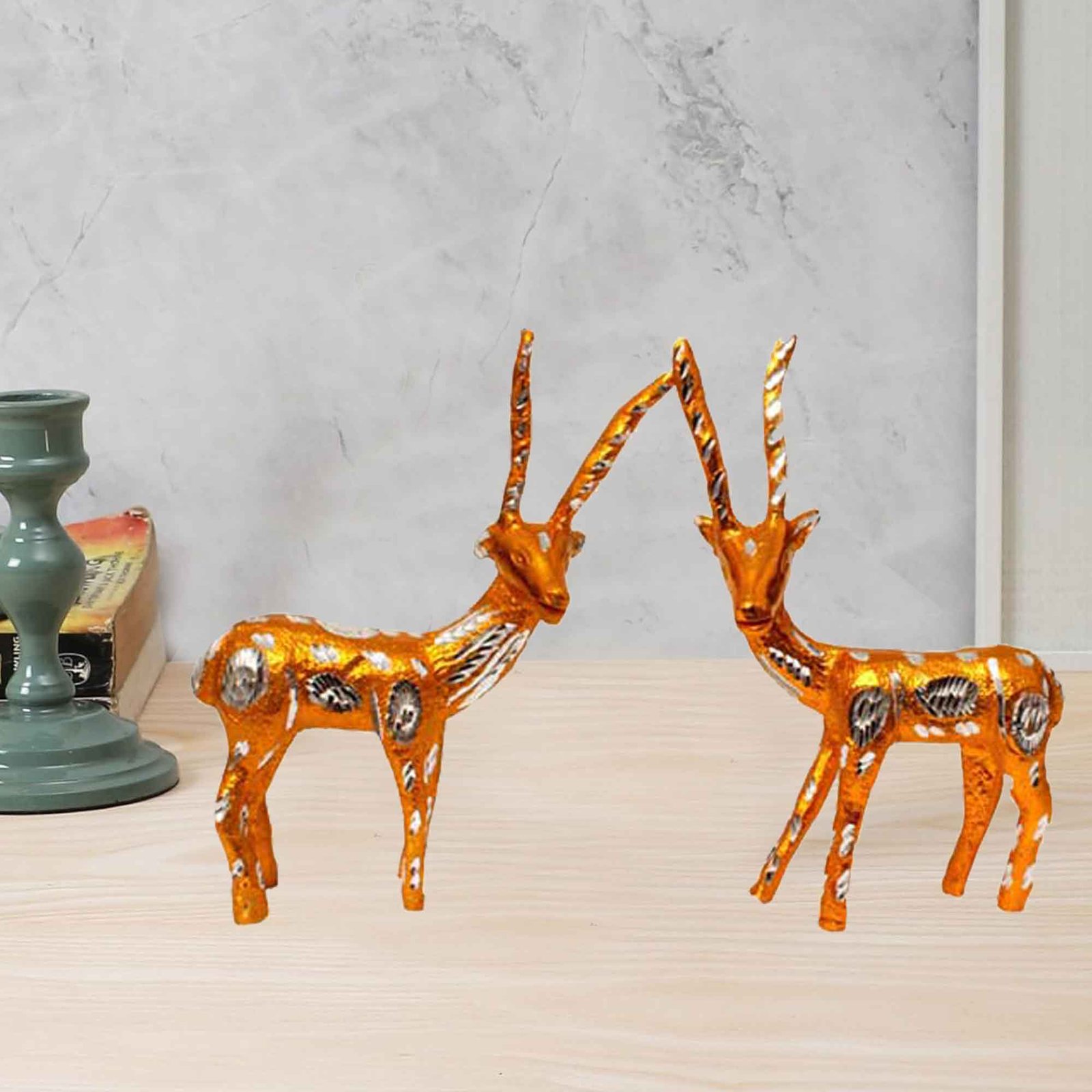 Deer Statue White Metal Hendicraft 19 cm G13GX0096G