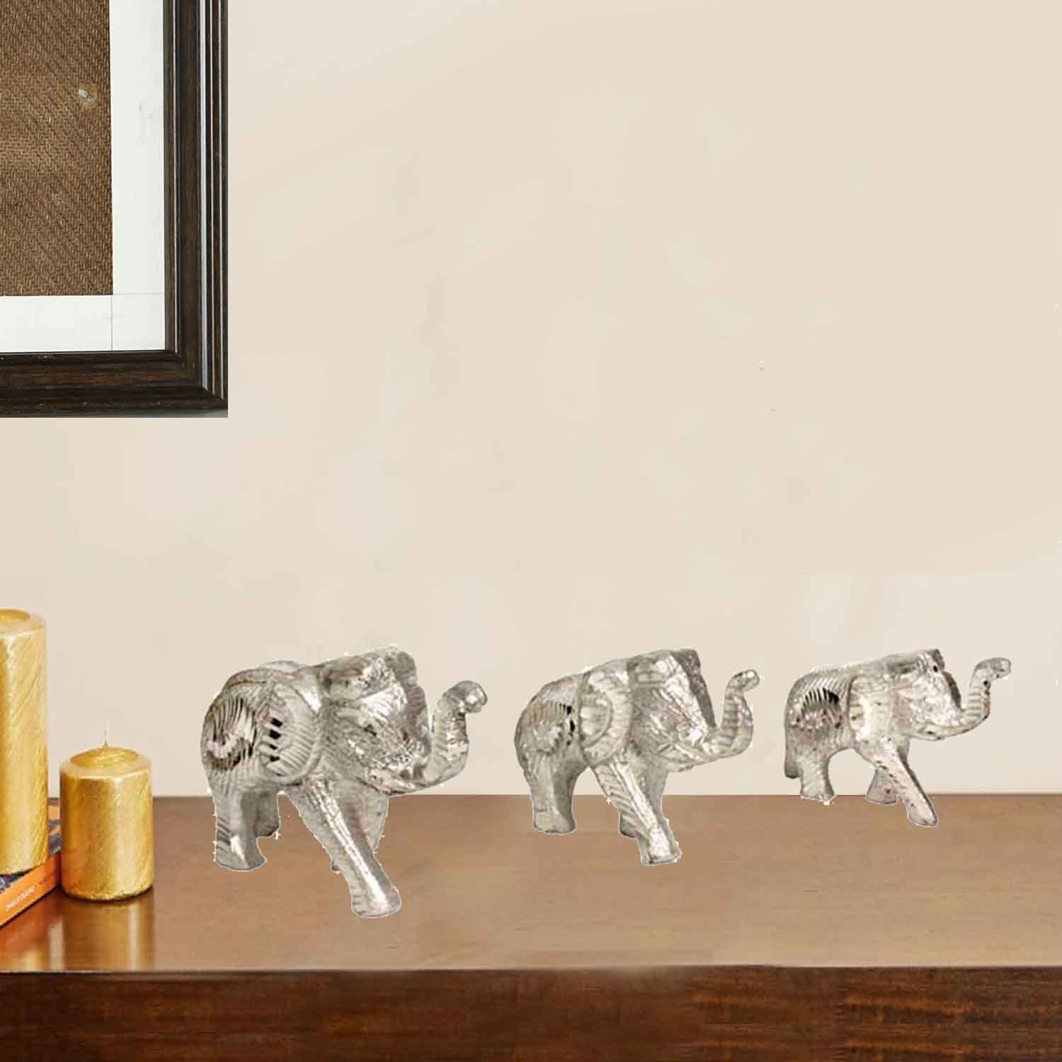 Elephant Family 3 Pcs Set Aluminium Statue 6.5 cm G13GX0097S