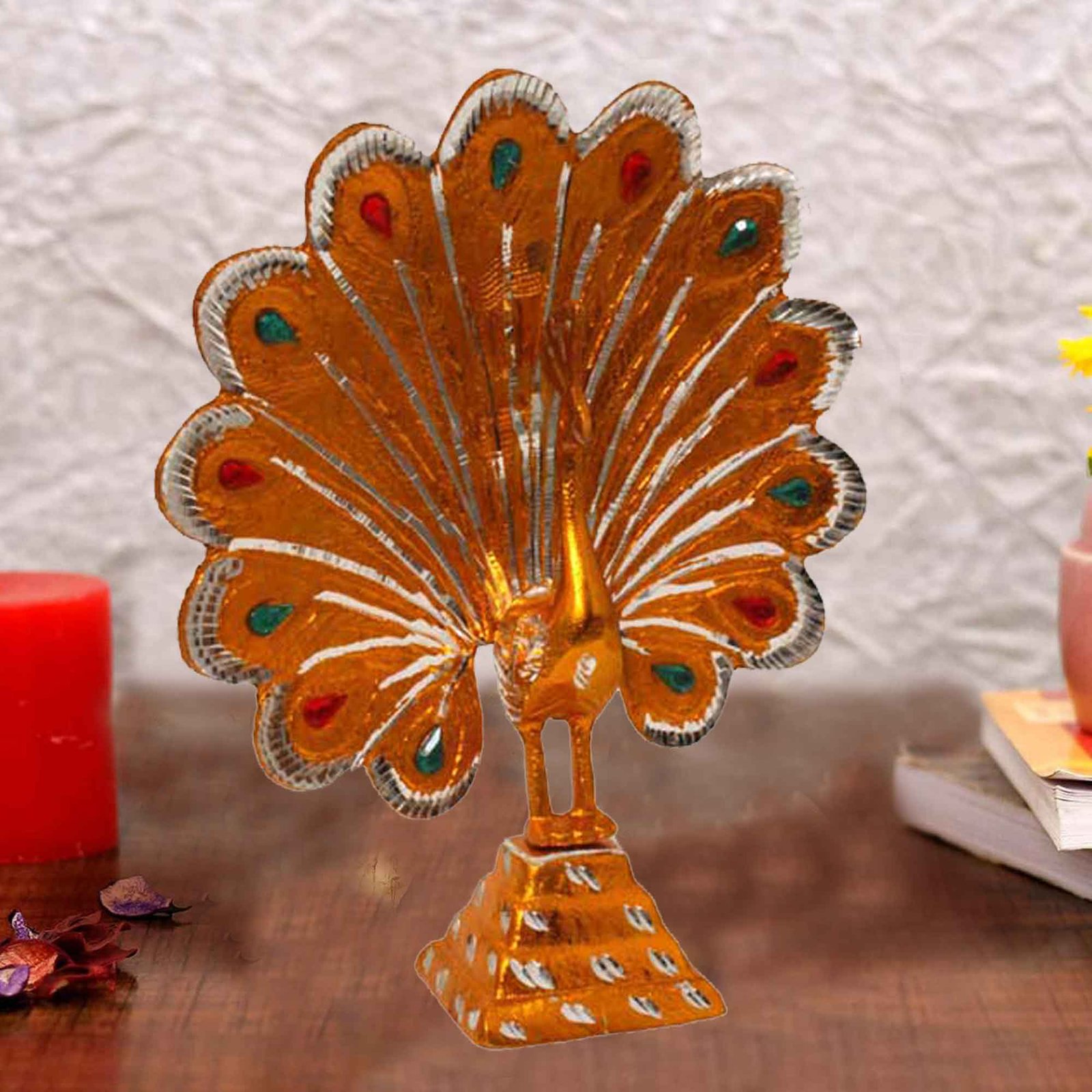 Peacock White Metal Figurine Statue 24 cm G13GX0105G