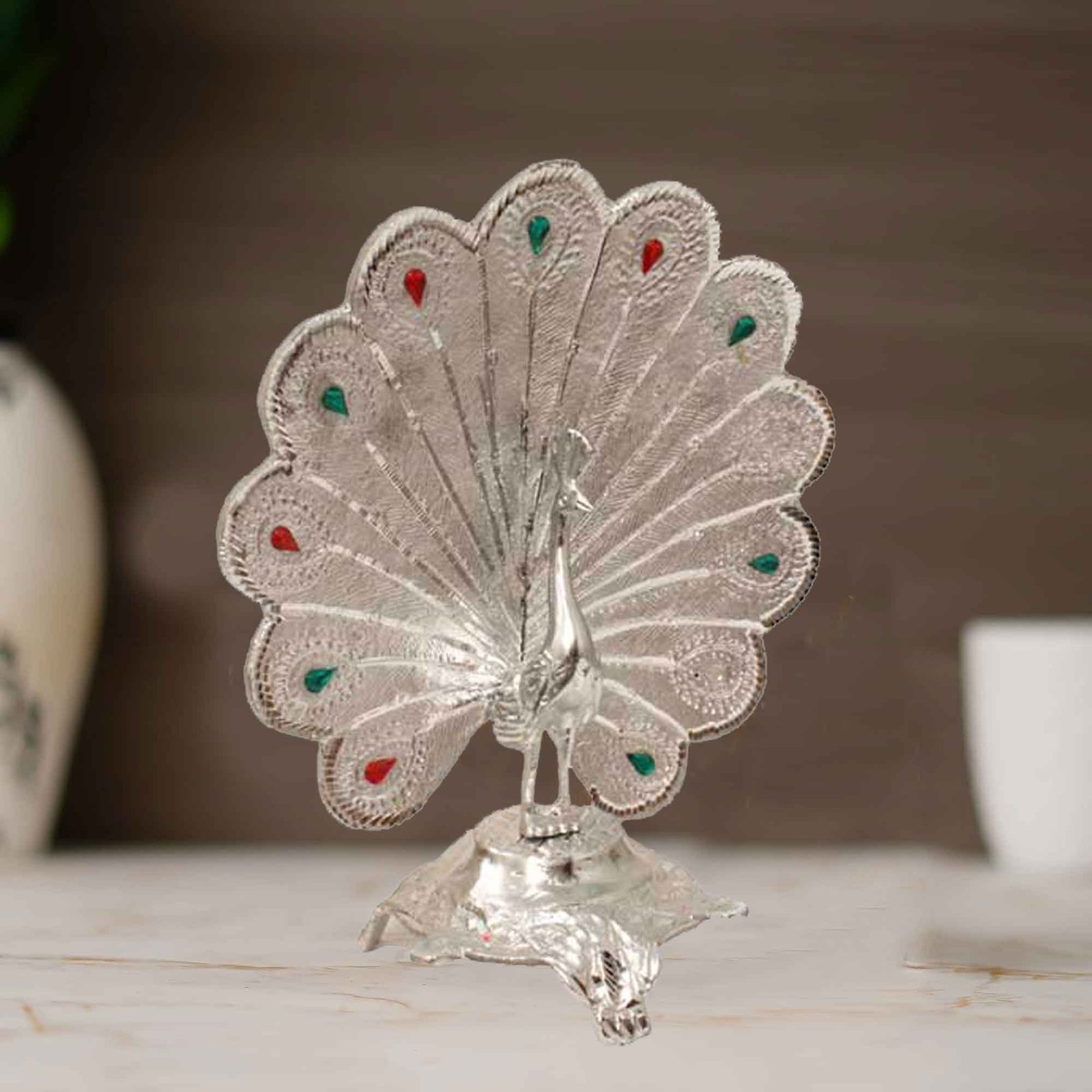 Peacock White Metal Home D?cor 28 cm G13GX0106S