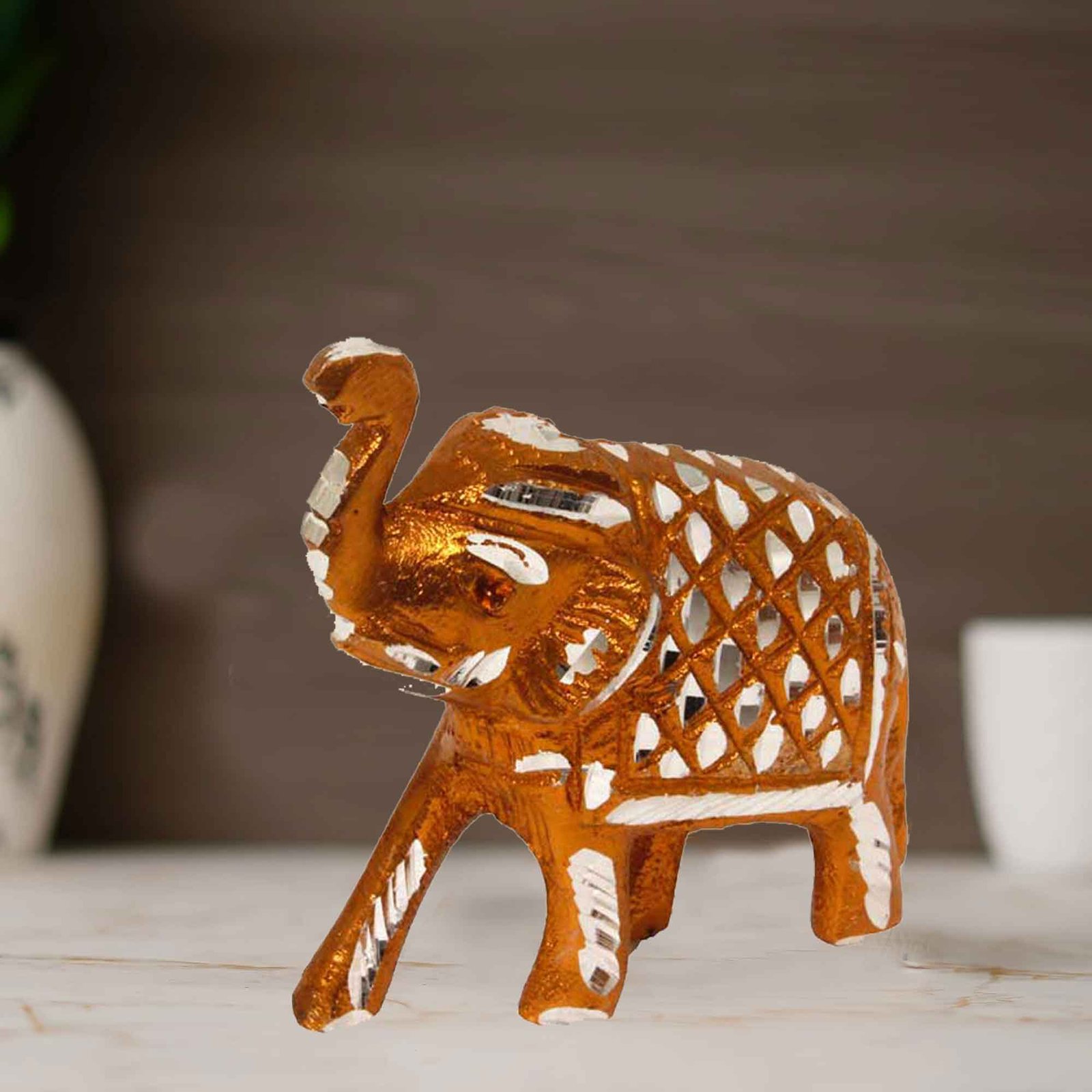 Elephant White Metal Sculpture 9 cm G13GX0107C