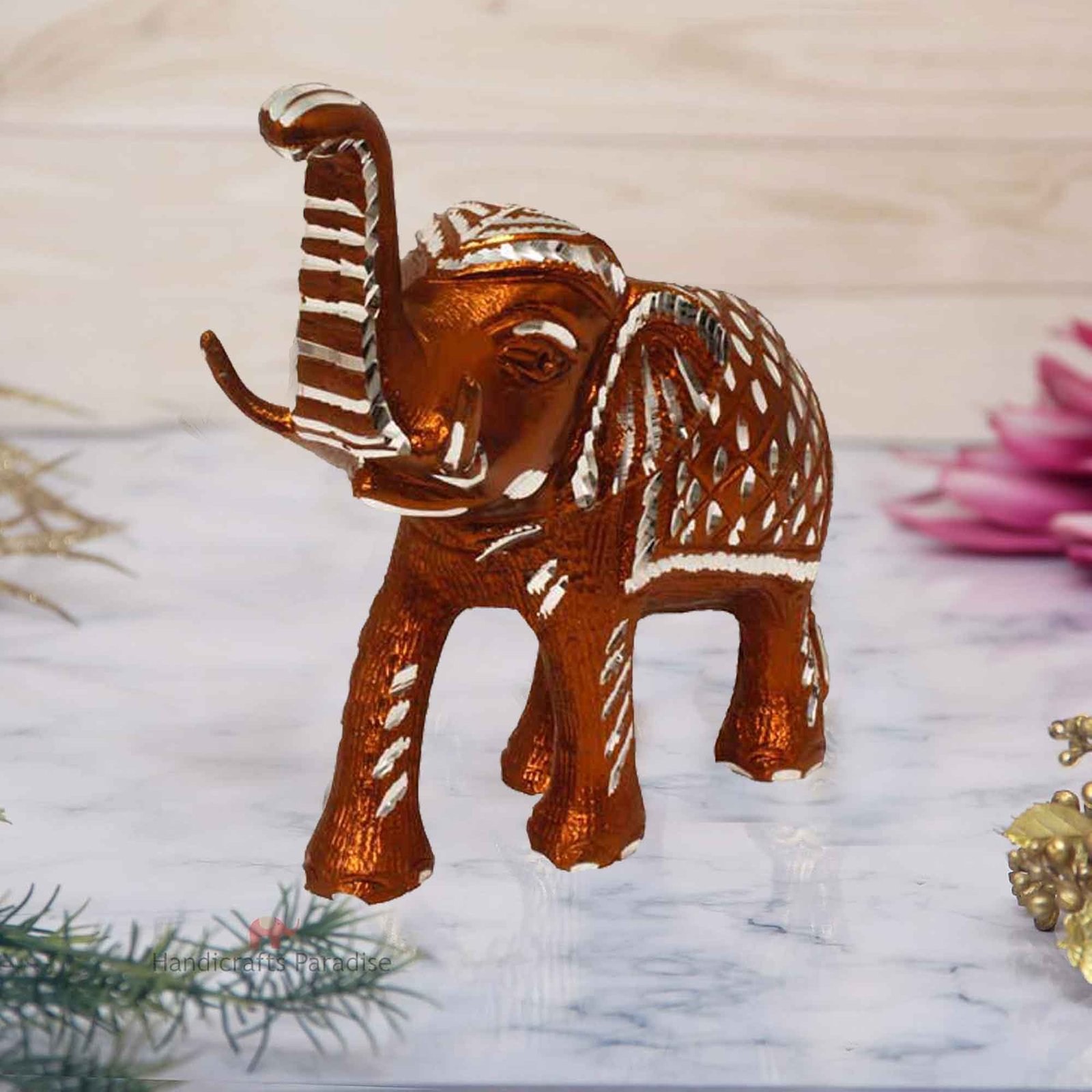 Elephant White Metal Statue Showpiece 9 cm G13GX0109C