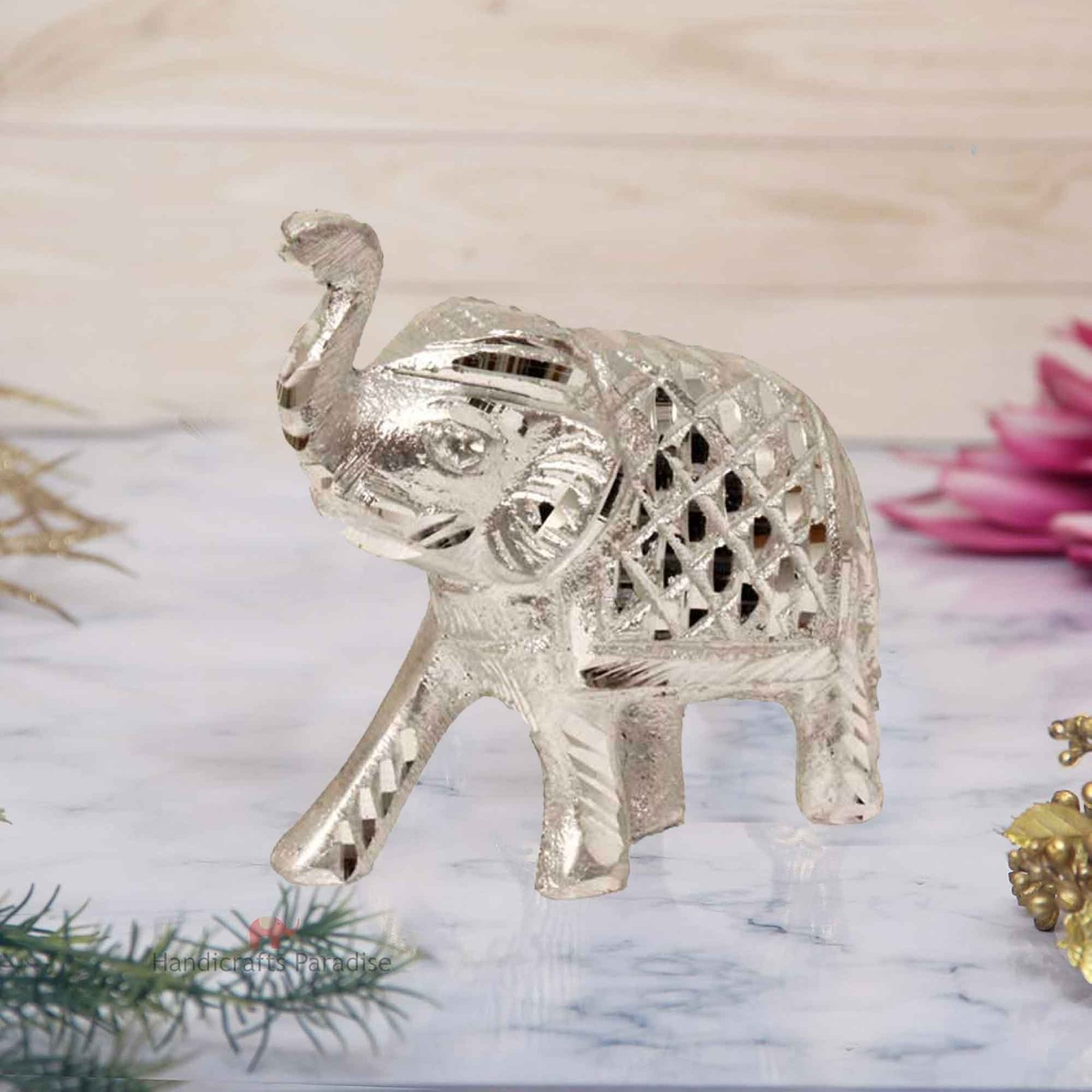 Haathi White Metal Statue 11 cm G13GX0110S