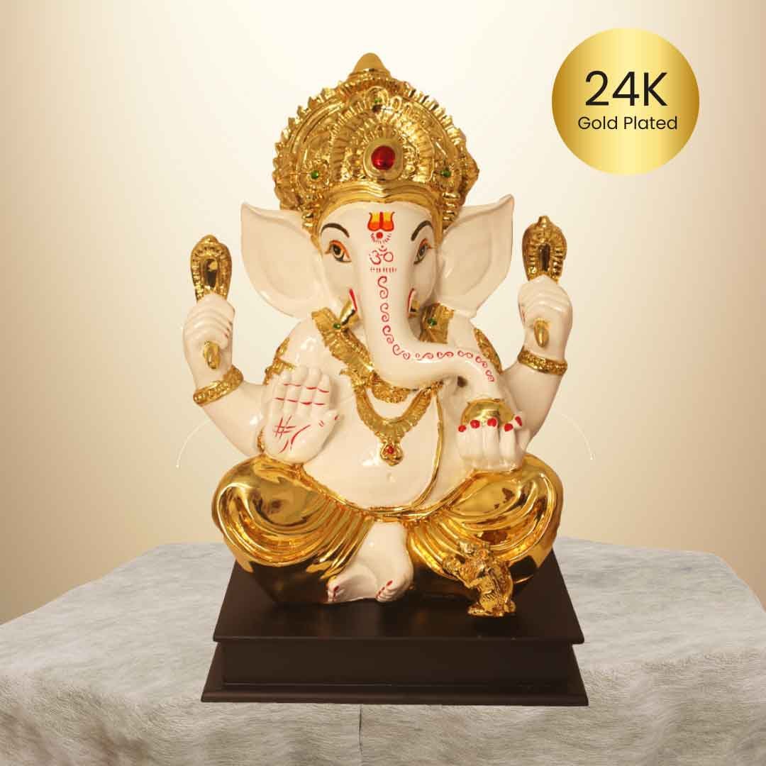 Gold Plated Lord Ganesha Ganpati statue for home decoration and Diwali Gift 41 cm G23GX0048G