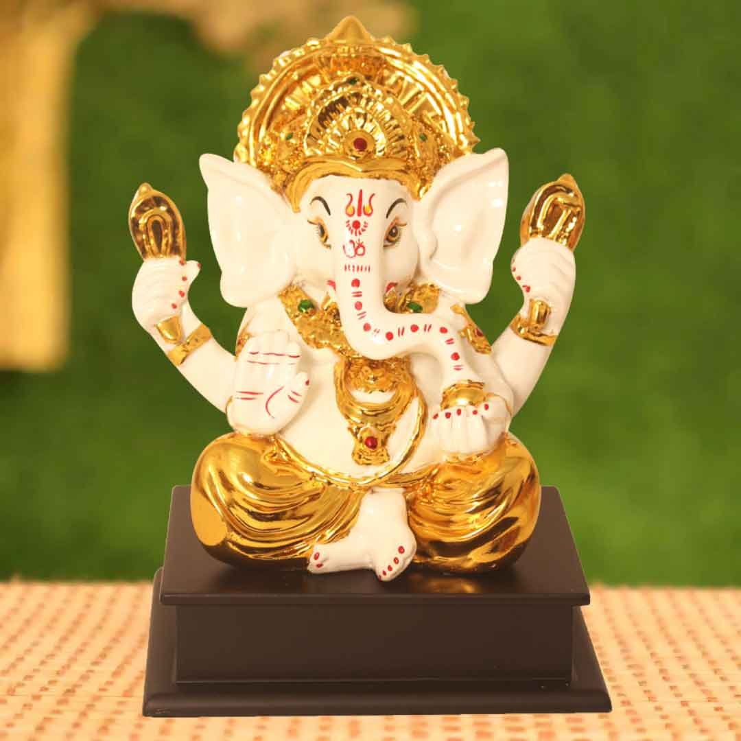 Gold Plated Ganesha Idol showpiece for home and Gift for Ganesh Chaturthi 22 cm G23GX0052G