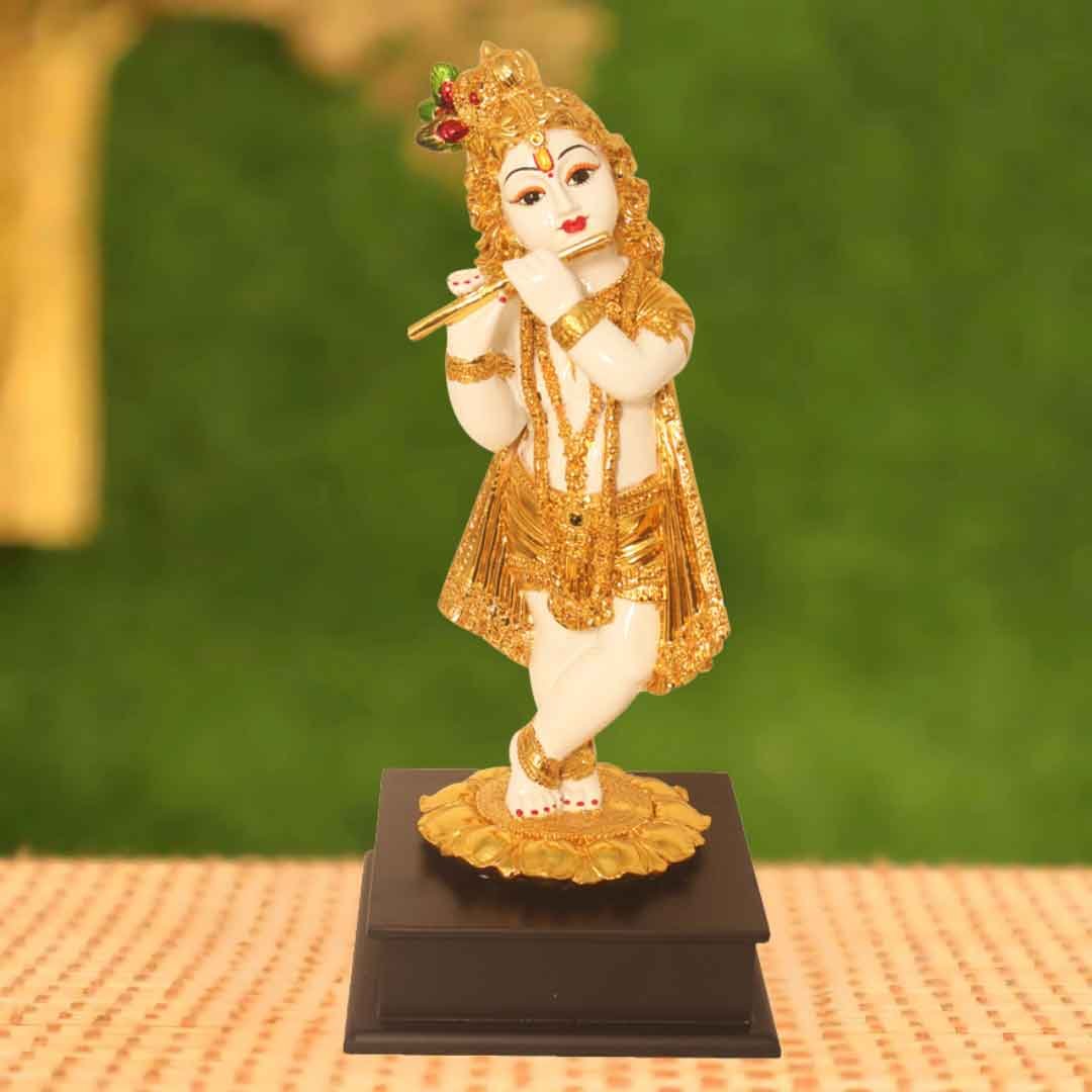 Gold Plated Krishna Statue showpiece for gift on Janamashtmi 33 cm G23GX0056G