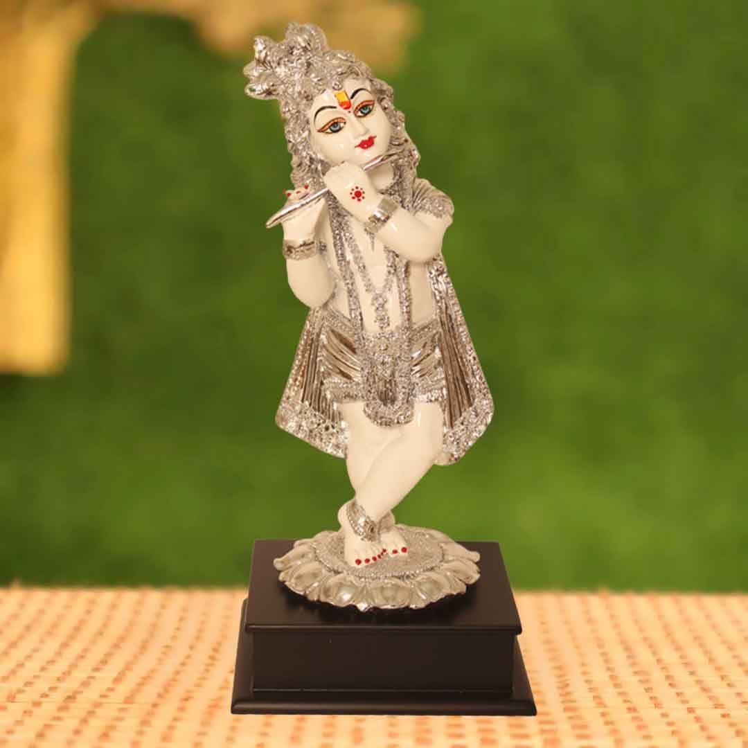 Silver Plated Krishna Statue figures for gift on birthday 33 cm G23GX0056S
