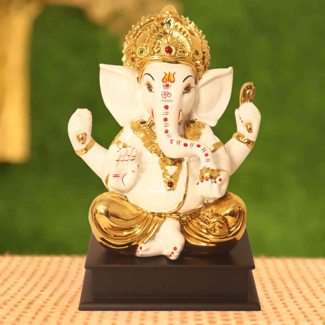 Gold Plated Lord Ganesha Idol gift items for birthday 27 cm G23GX0057G