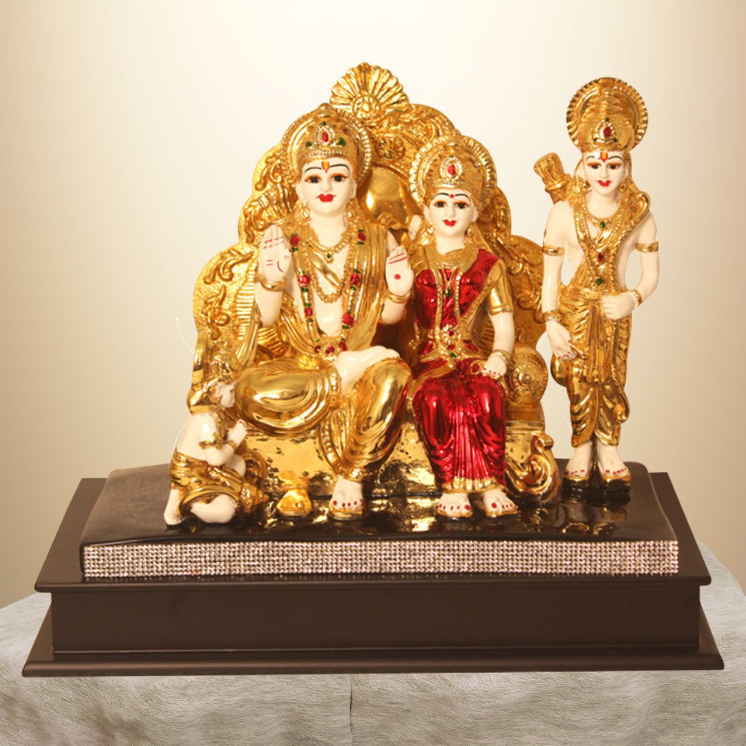 Gold Plated Ram darbar Statue sculpture for tv unit and House Inauguration Gifts 27 cm G23GX0058R
