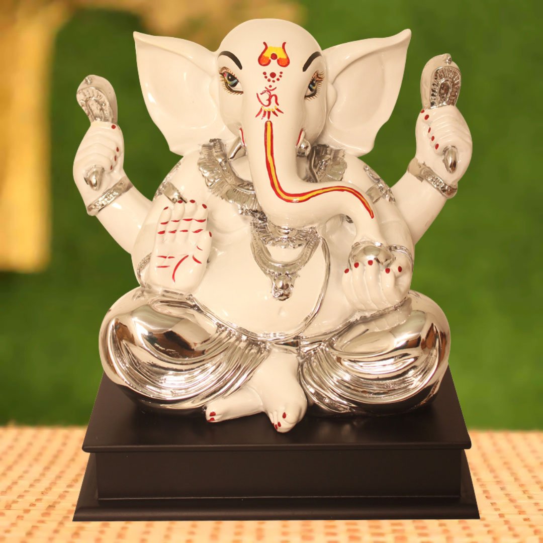 Silver Plated Ganesha figures for gift on Ganesh Chaturthi 25 cm G23GX0066S