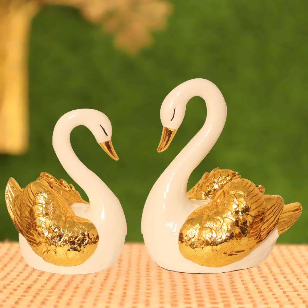 Gold Plated Swan Pair gift item on valentine day 21.5 cm G23GX0074G