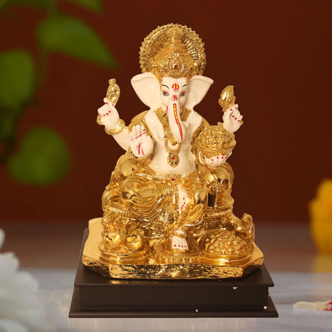 Gold Plated Ganesha Statue gift items for house warming 35.5 cm G23GX0078G