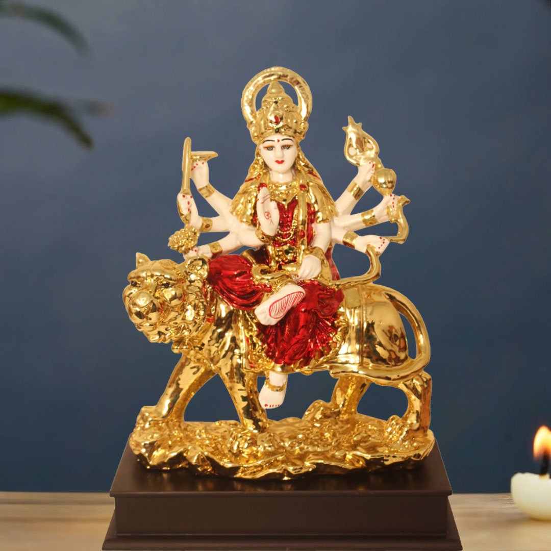 Gold Plated Durga Idol statue for pooja room and Durga Puja Navratri gift 43 cm G23GX0085R