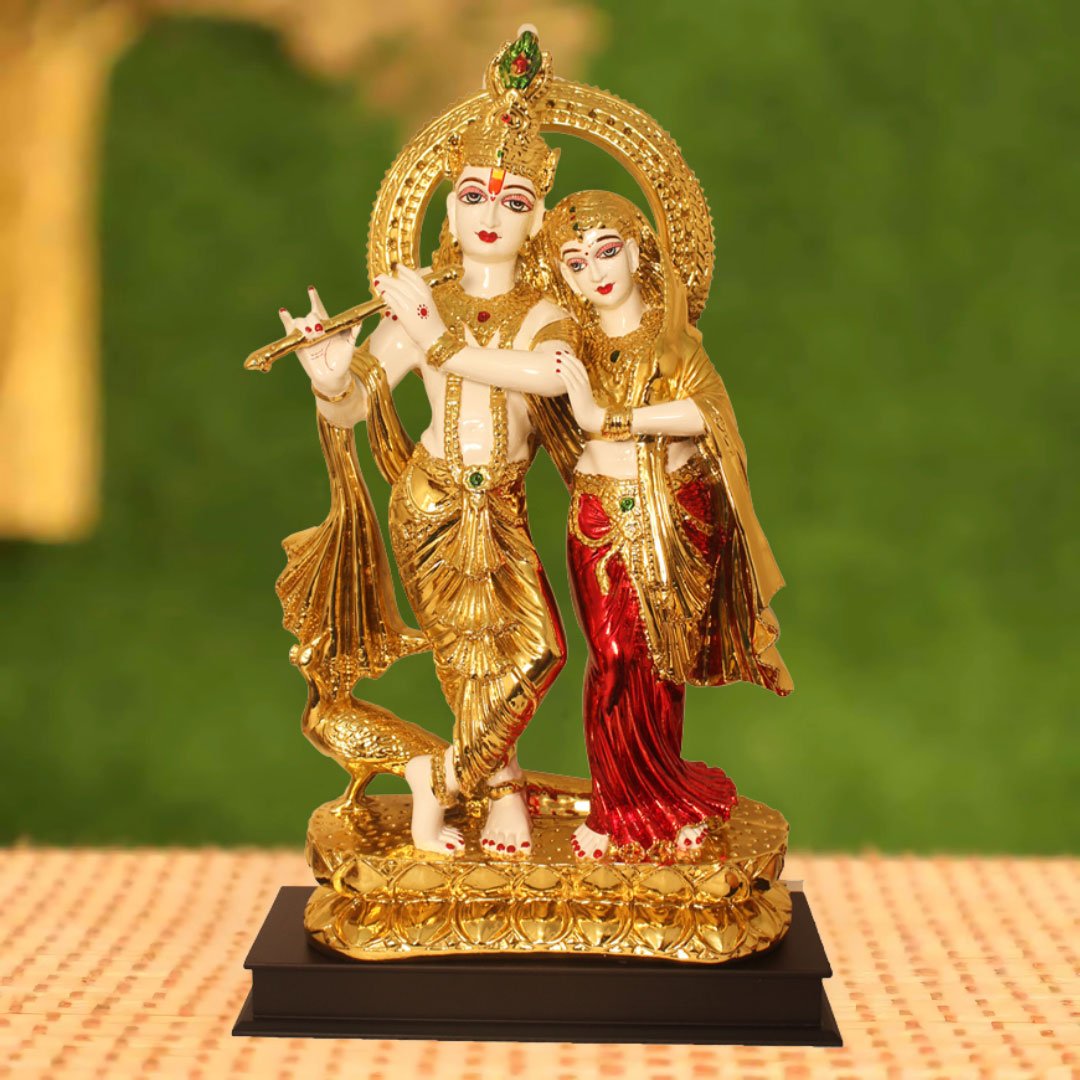 Gold Plated Radha Krishna Statue figures for decoration Gift for Wedding Anniversary 61 cm G23GX0087R