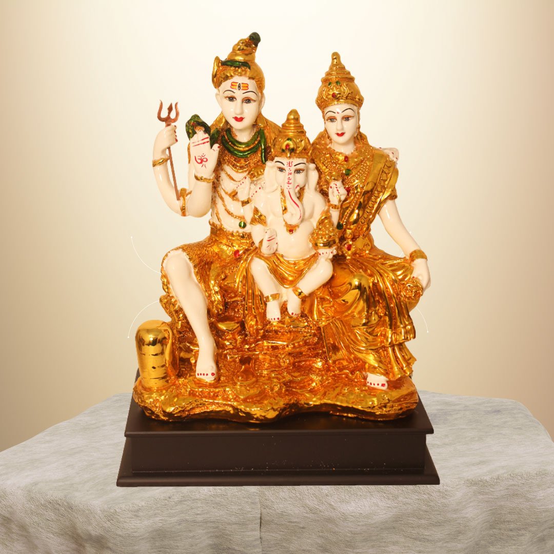 Gold Plated Shiv Parivaar Idol figures for wedding gift 33.5 cm G23GX0090G