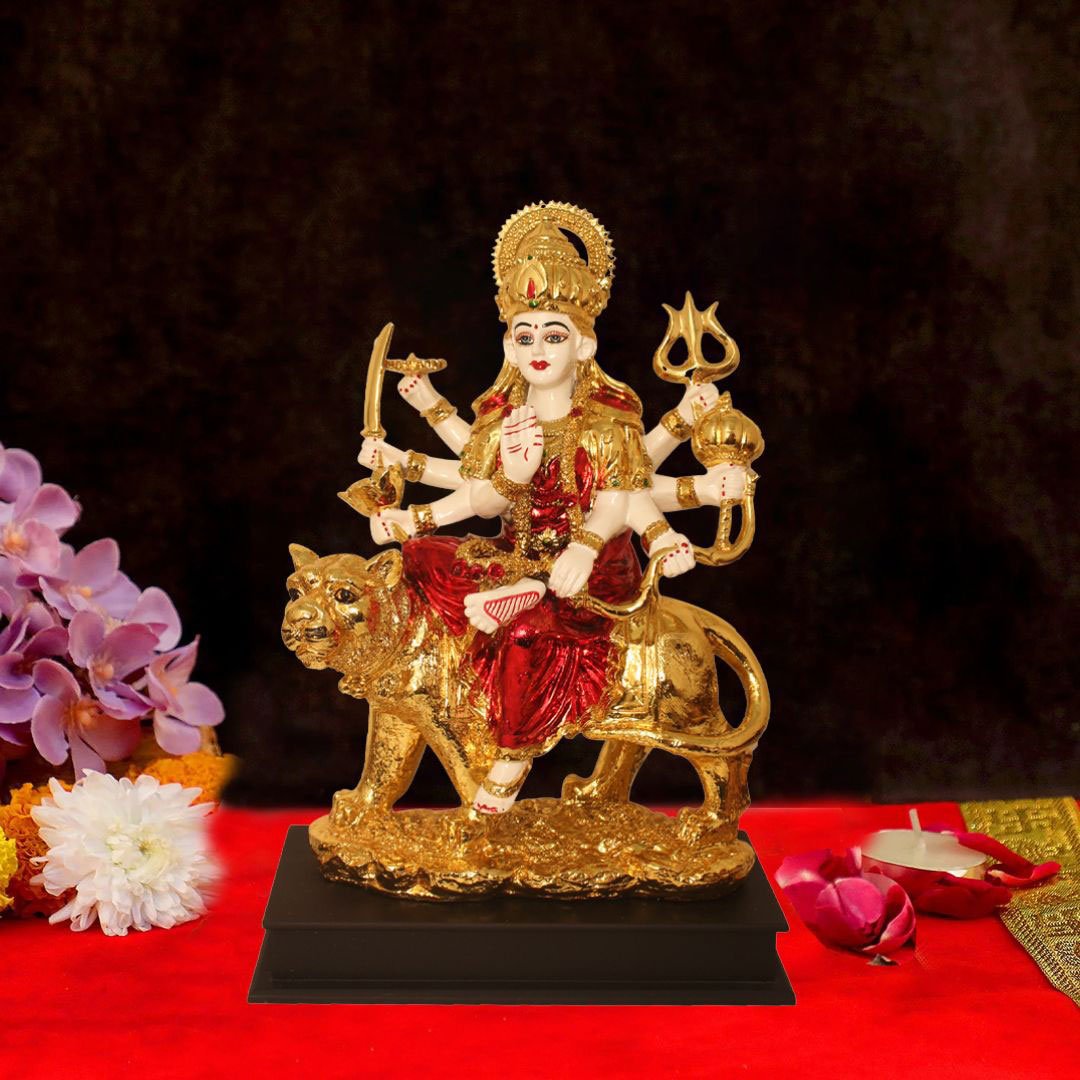 Gold Plated Durga Idol Religious gift for durga puja navratri 34 cm G23GX0091R