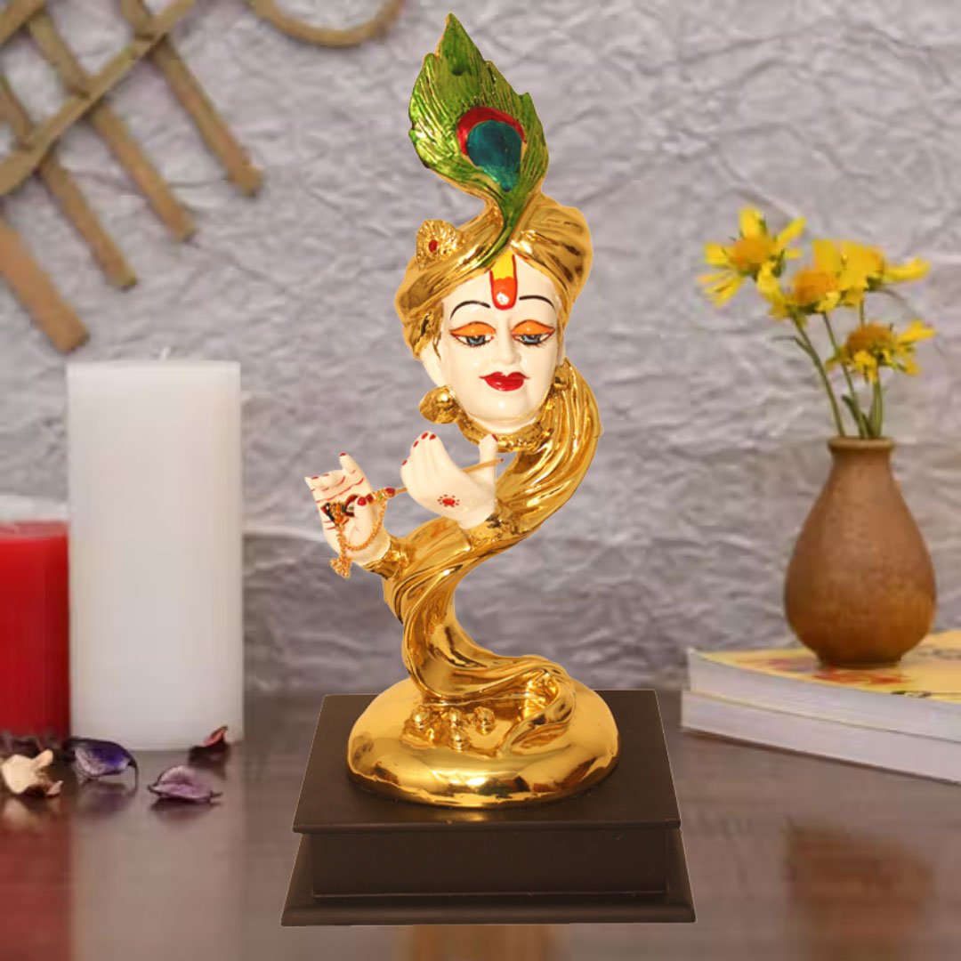 Gold Plated Mor Pankh Krishna showpiece for wedding gift 37 cm G23GX0100G