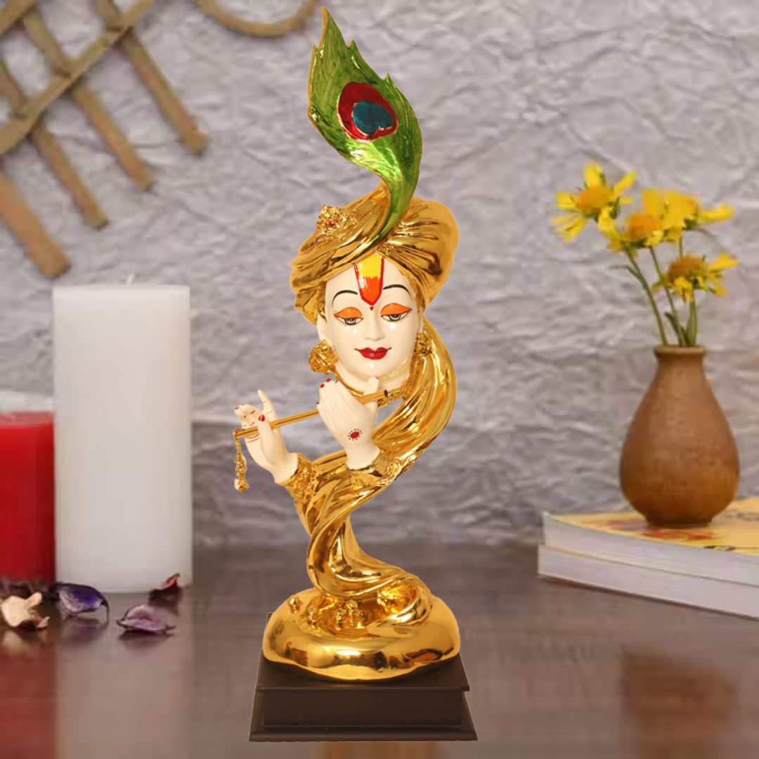 Gold Plated Mor Pankh Krishna Idol gift items for anniversary 61 cm G23GX0101G