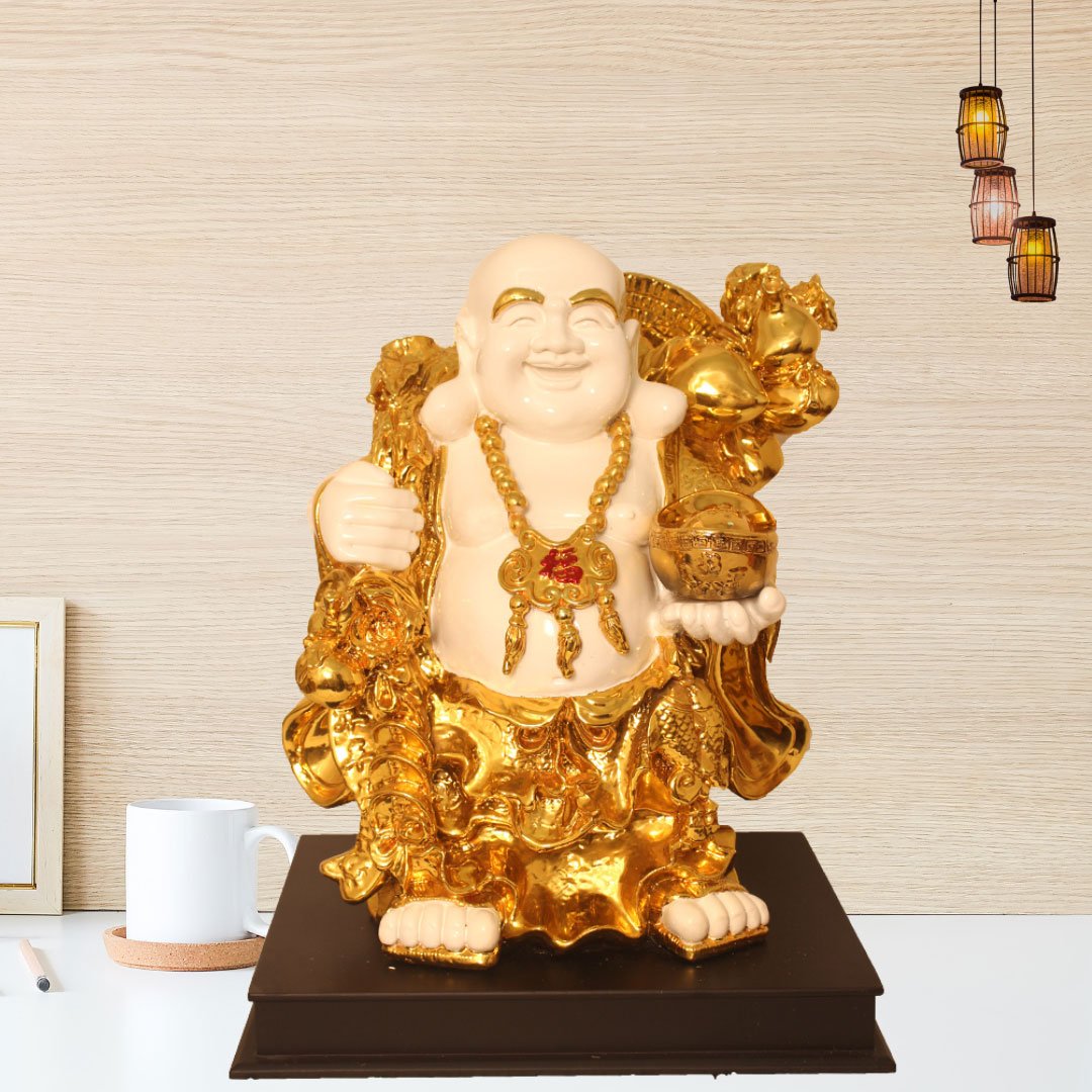 Gold Plated Happy Buddha showpiece for gift on wedding 58 cm G23GX0109G