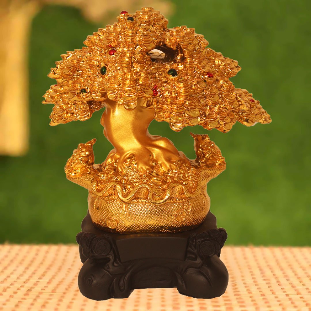 Gold Plated Kalpvriksha Tree showpiece for gift Akshaya Tritiya 27 cm G23GX0111G