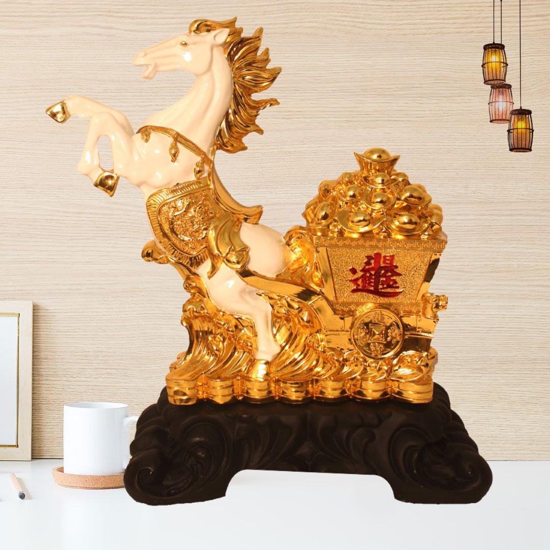Gold Plated Horse artifacts for living room and New Year Gift 42 cm G23GX0118G