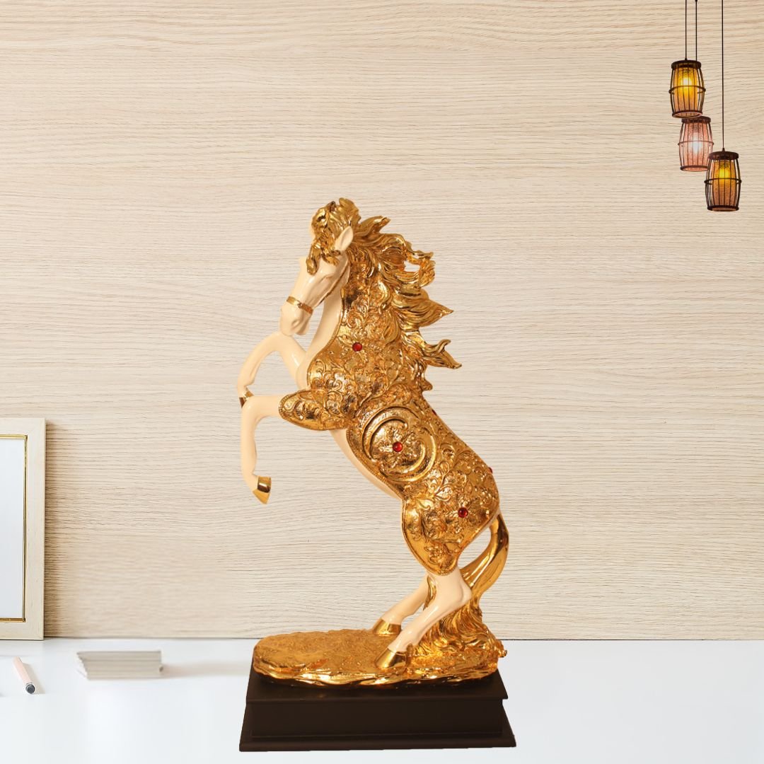 Gold Plated Animal Horse sculpture for tv unit and Birthday Gift 46 cm G23GX0121G