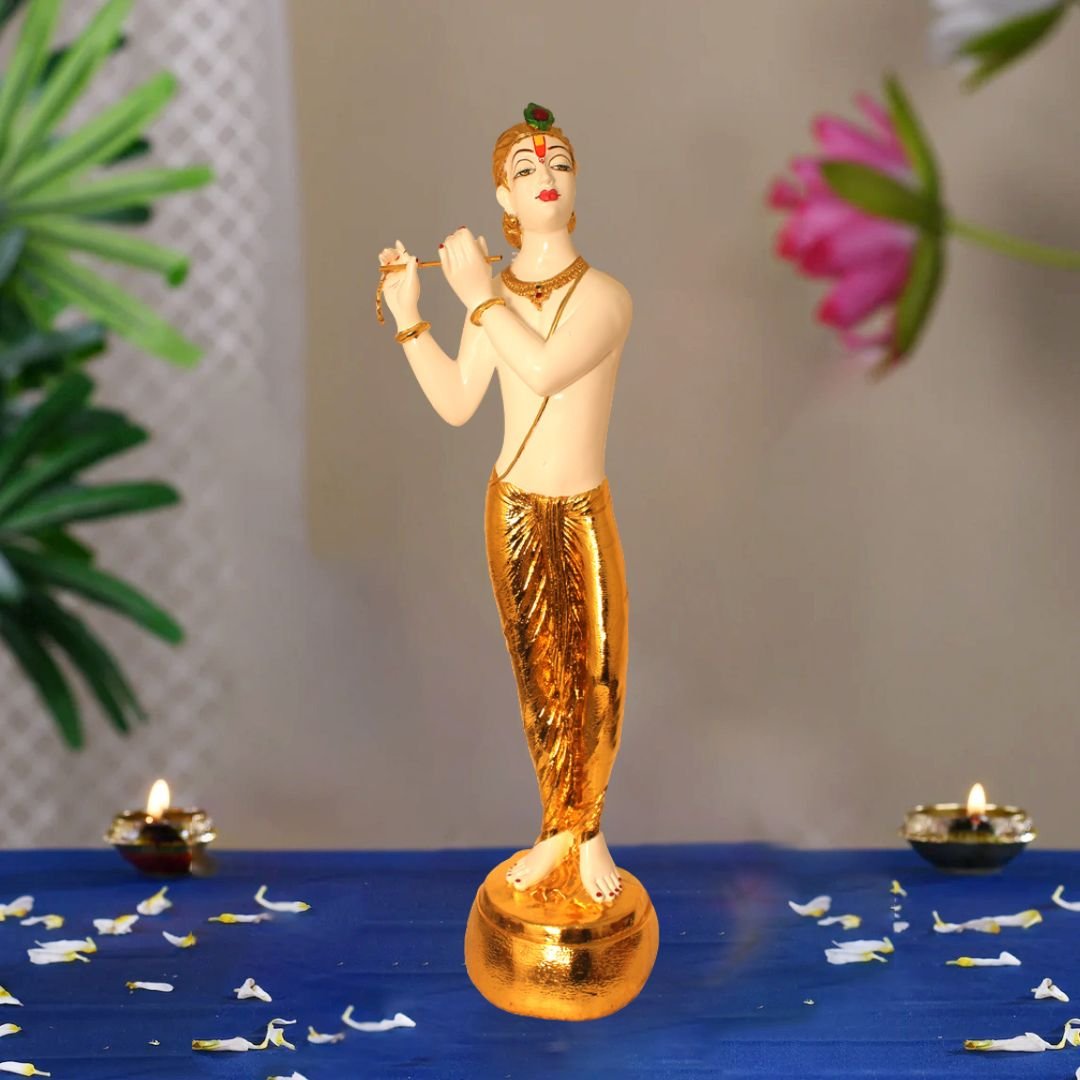 Gold Plated Murli Krishna for decoration and Janamashtmi Gift 102 cm G23GX0124G