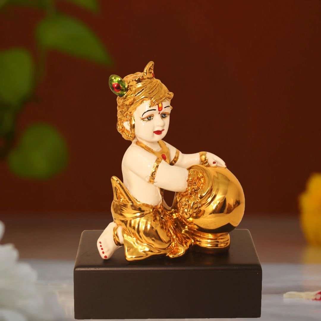 Gold Plated Krishna Laddu Gopal statue for gift on janamashtmi 23 cm G23GX0128G