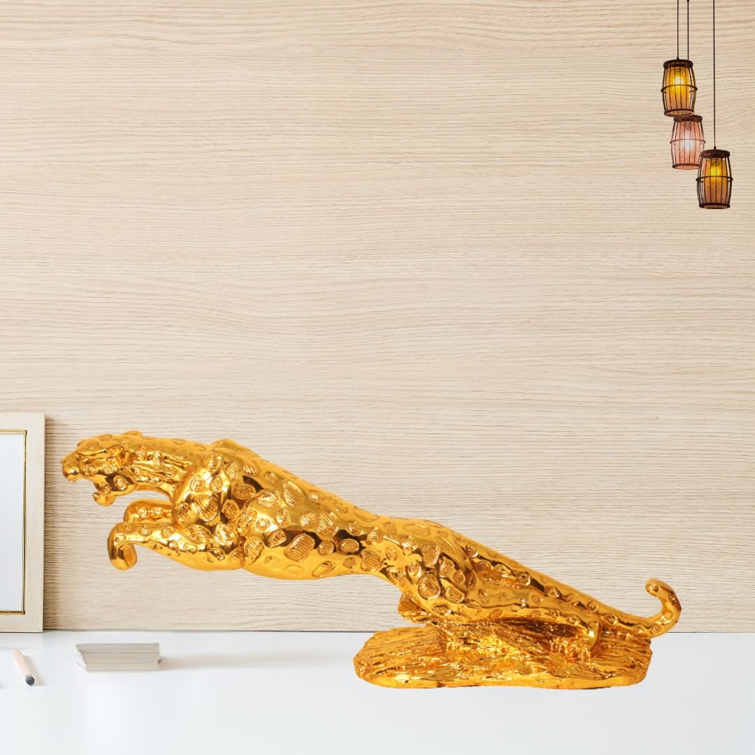 Gold Plated Panther Statue artifacts for decoration and home inauguration gift 20 cm G23GX0131G