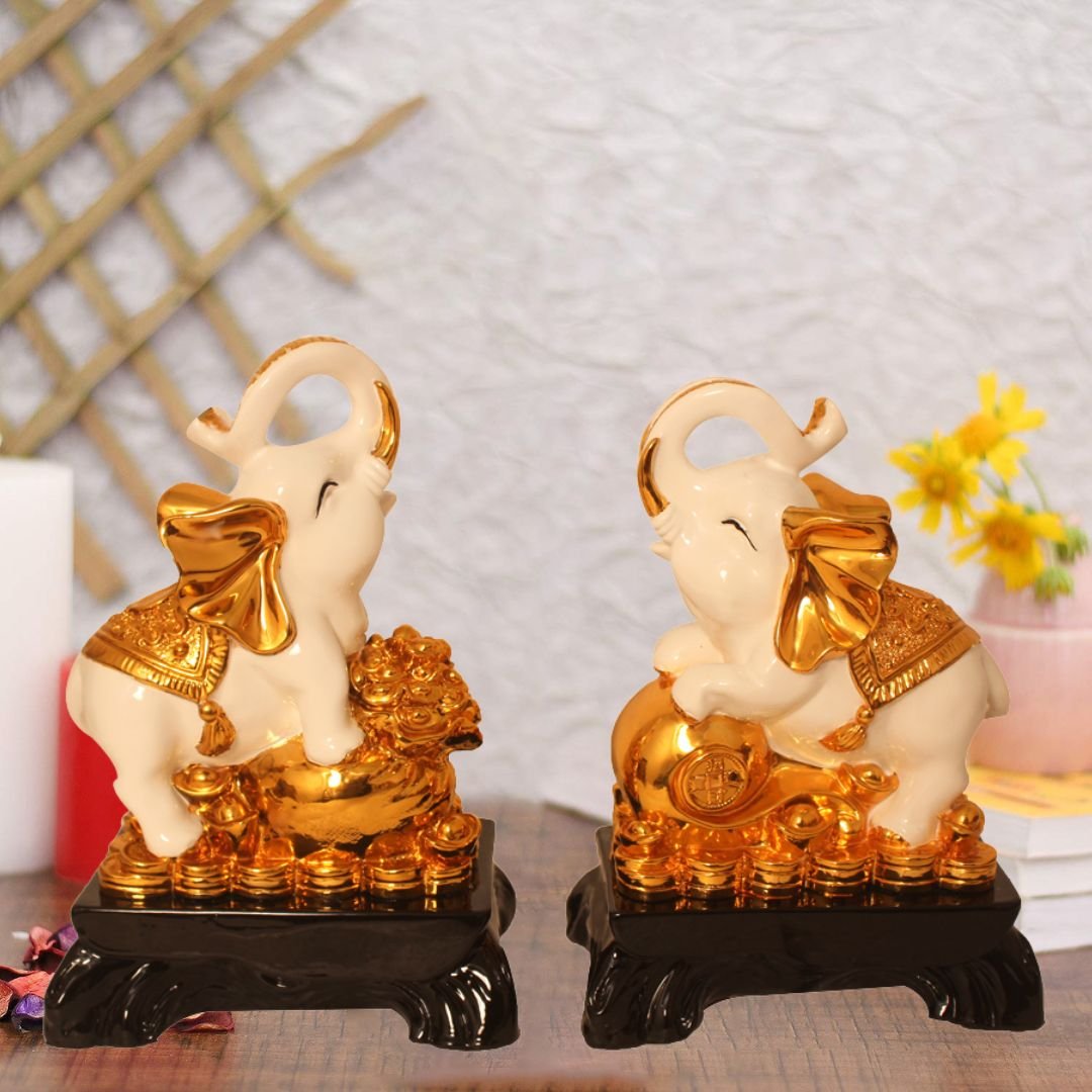 Gold Plated Elephant artifacts for living room and New Year Gift 24 cm G23GX0134G
