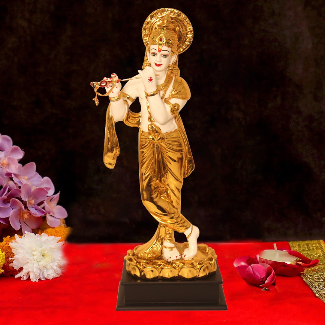 Gold Plated Lord Krishna statue for janamashtmi gift 43 cm G23GX0137G